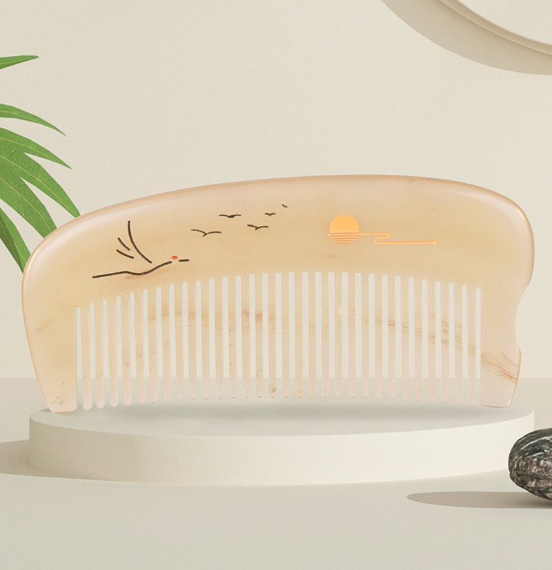 Sheep Horn Comb Pocket Size - Natural Hair Care for Men & Women - Perfect for Travel, Home & Salon Use