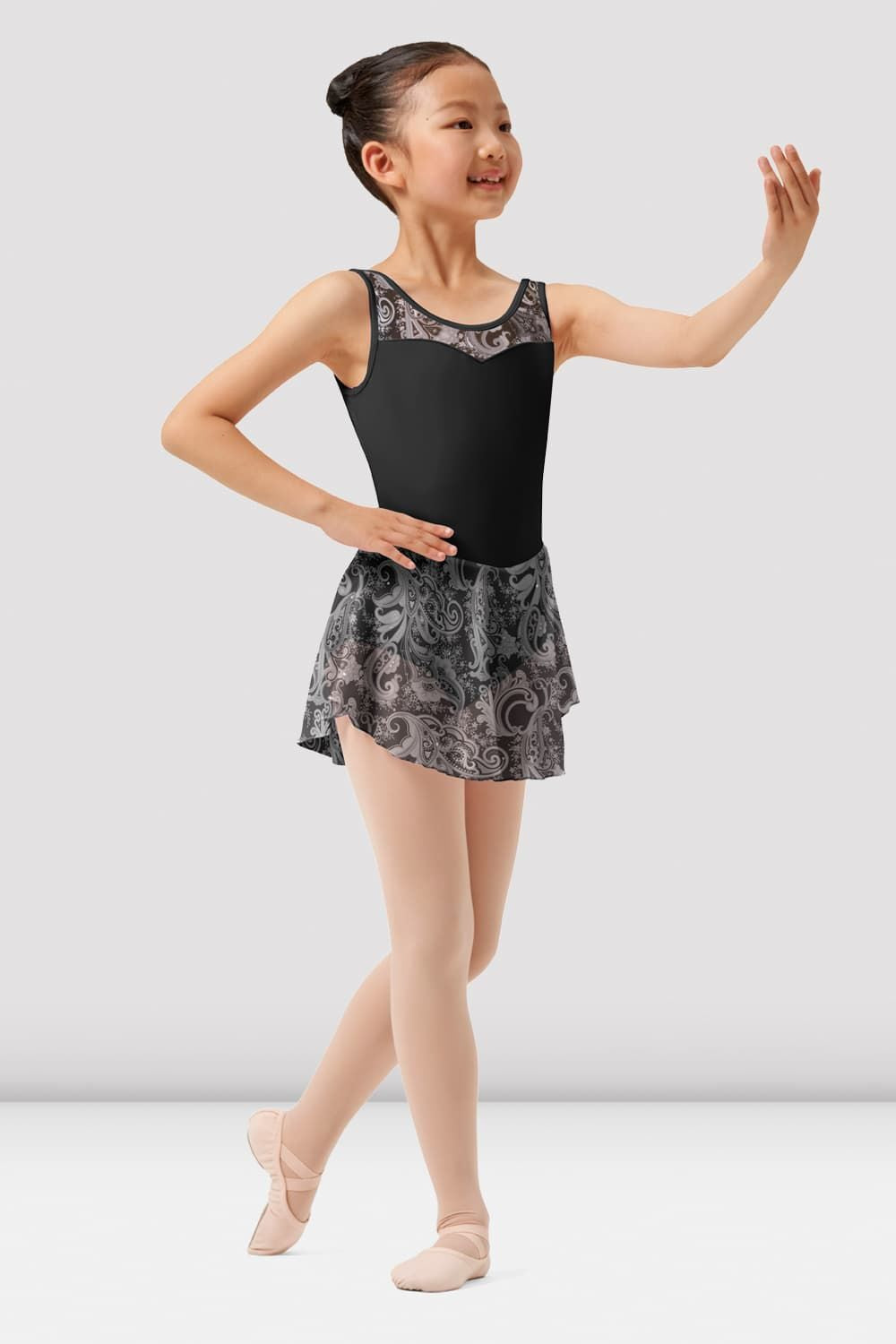 Girls Mirella Paisley Print Scoop Neck Skirted Leotard - Ballet Dancewear for Kids, Toddler Girls Gymnastics Leotard with Skirt, Perfect for Dance Class, Recital & Performance