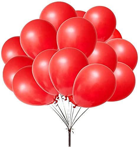 100pcs 12 Inch Red Latex Balloons for Party Decorations - Baby Shower, Birthday, Valentine's Day, Patriotic Events (Red, White & Blue Theme) - Durable & Vibrant Party Supplies for Indoor/Outdoor Celebrations