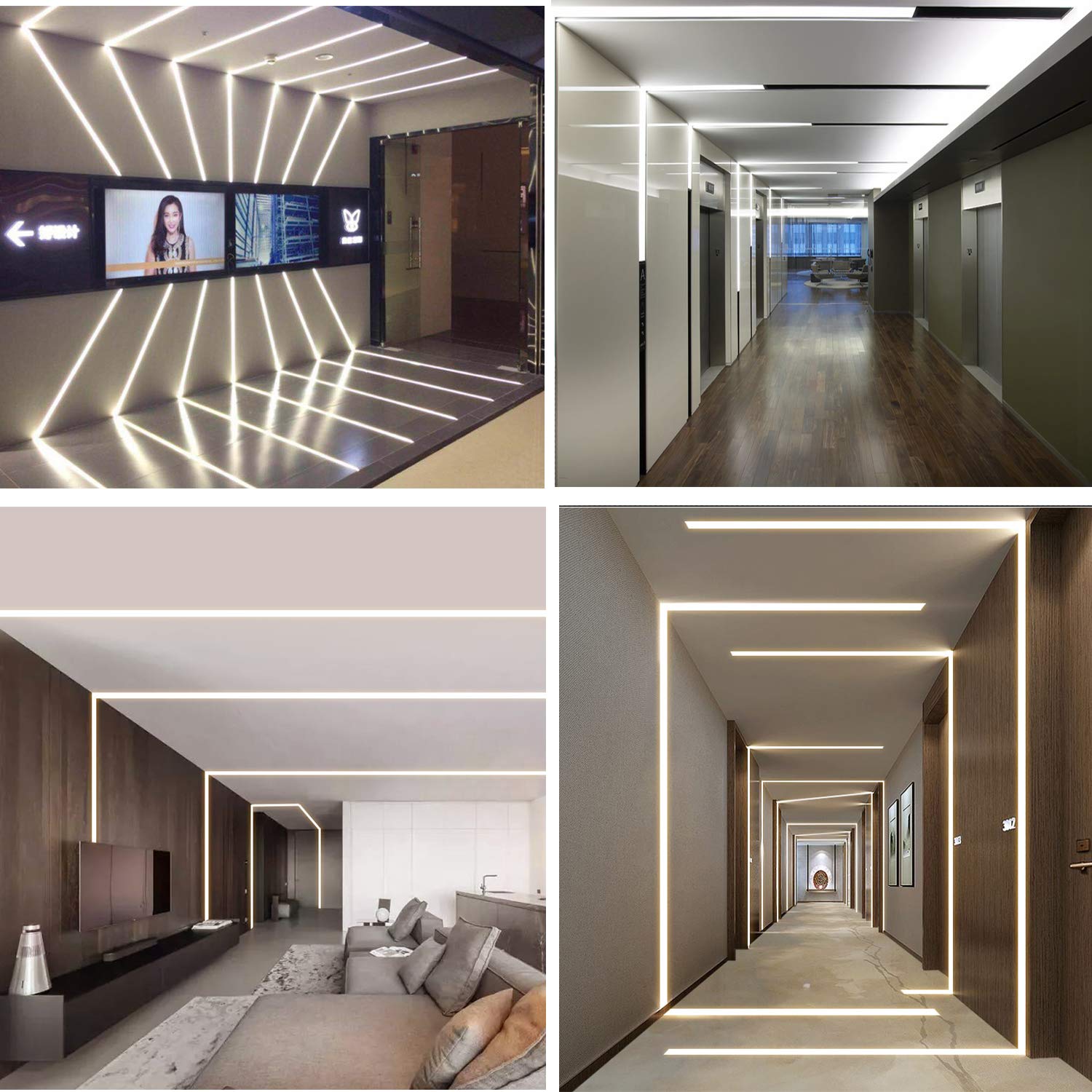 Besseto 6 Pack 6.6FT/2M Plaster-in LED Aluminum Channel - Trimless Recessed Drywall LED Light Strip Diffuser for Wall & Ceiling with Milky Cover - Perfect for Home, Office, and Commercial Lighting