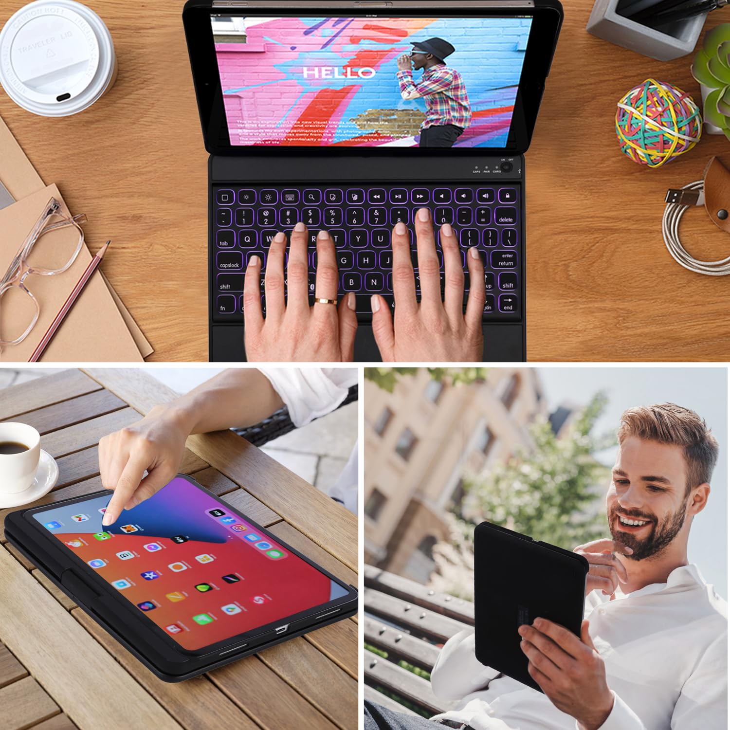 Premium Keyboard Case for iPad Air 11 inch M3 2025 & M2 2024 - Multi-Touch Backlit Keyboard with 360° Swivel Stand for iPad Pro 11-inch (4th/3rd/2nd/1st Gen) & iPad Air 5th/4th Gen 10.9 inch - Ultra Thin & Light Design for Work, Study & Travel