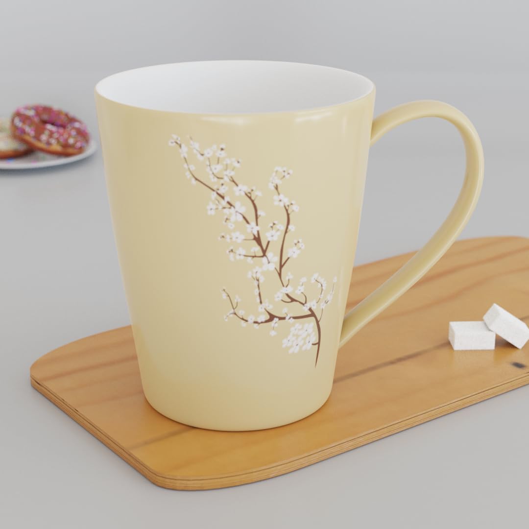 Earth Store Blossom Cream Ceramic Coffee Mug - 11oz (330ml) Microwave Safe Tea Cup, Perfect Gift for Best Friends - Ideal for Home, Office & Coffee Shops