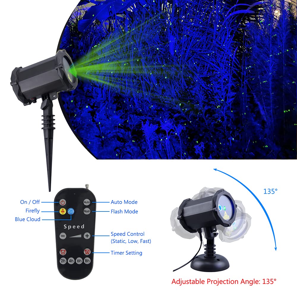Firefly Garden Lights - Star Projector Laser Christmas Lights for Outdoor Lawns, Courtyards & Backyards | Perfect for Holiday Decorations, Parties & Romantic Ambiance