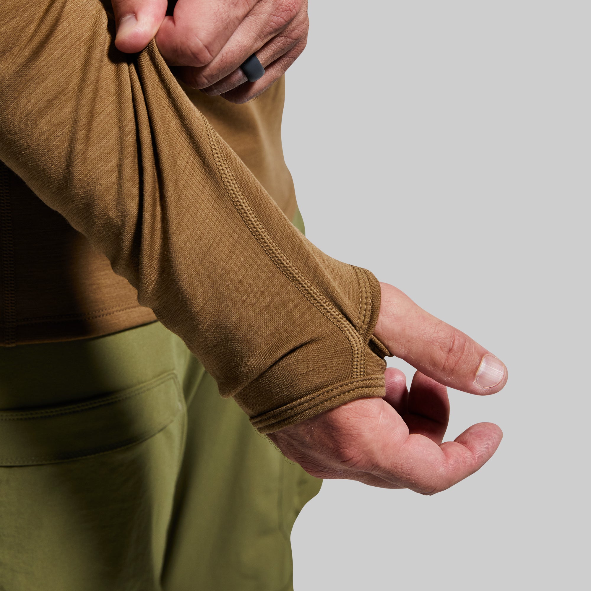 Men's Ridgeline Heavy Base Layer Top - Coyote Brown Thermal Shirt for Cold Weather, Hiking & Outdoor Activities
