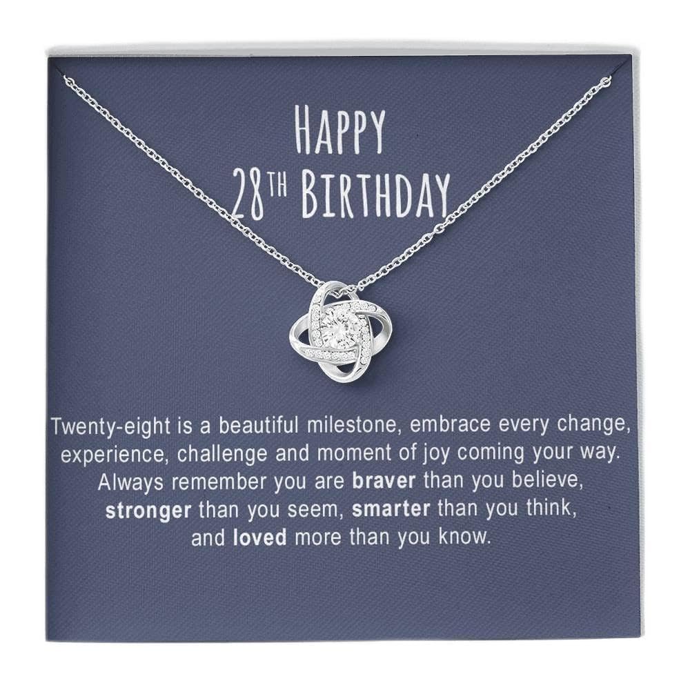 28th Birthday Necklace for Women - Personalized Jewelry Gift with Message Card & Luxury Gift Box - Perfect for Birthday Celebrations, Anniversaries and Special Occasions