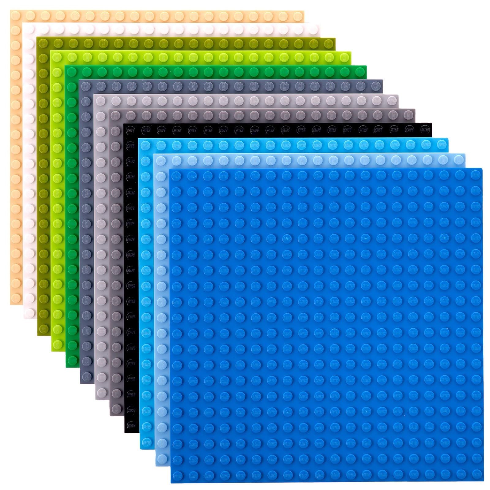 Strictly Briks 12 Pack 6x6 Stackable Baseplates - Compatible with Lego, 20x20 Studs Building Brick Base Plates for Top & Bottom Sides - 12 Nature Colors for Creative Construction, DIY Projects & Kids Play