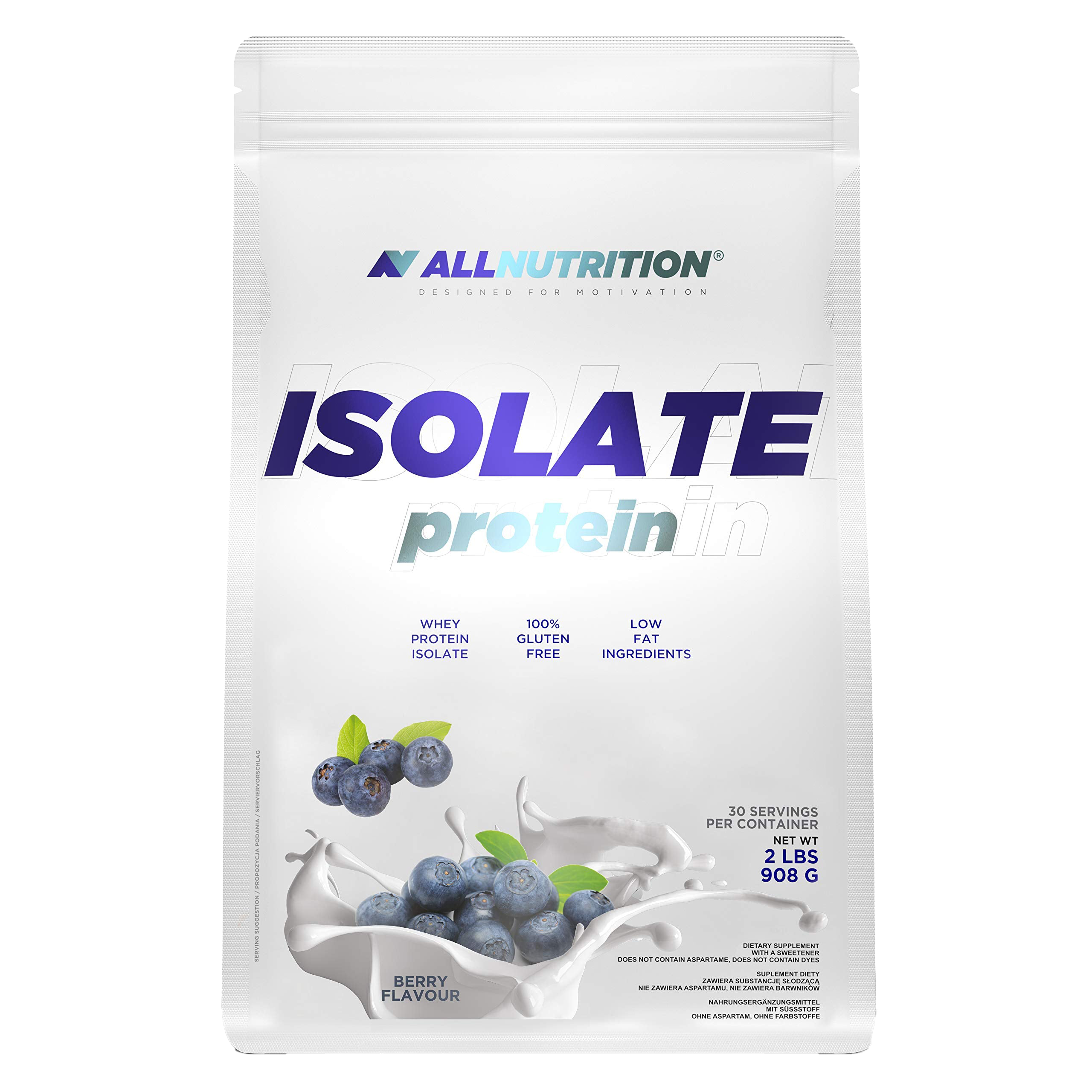 Allnutrition Whey Protein Isolate Powder - Blueberry Flavor, 908g | High Protein, Low Carb, Keto Friendly for Muscle Recovery & Post-Workout Nutrition