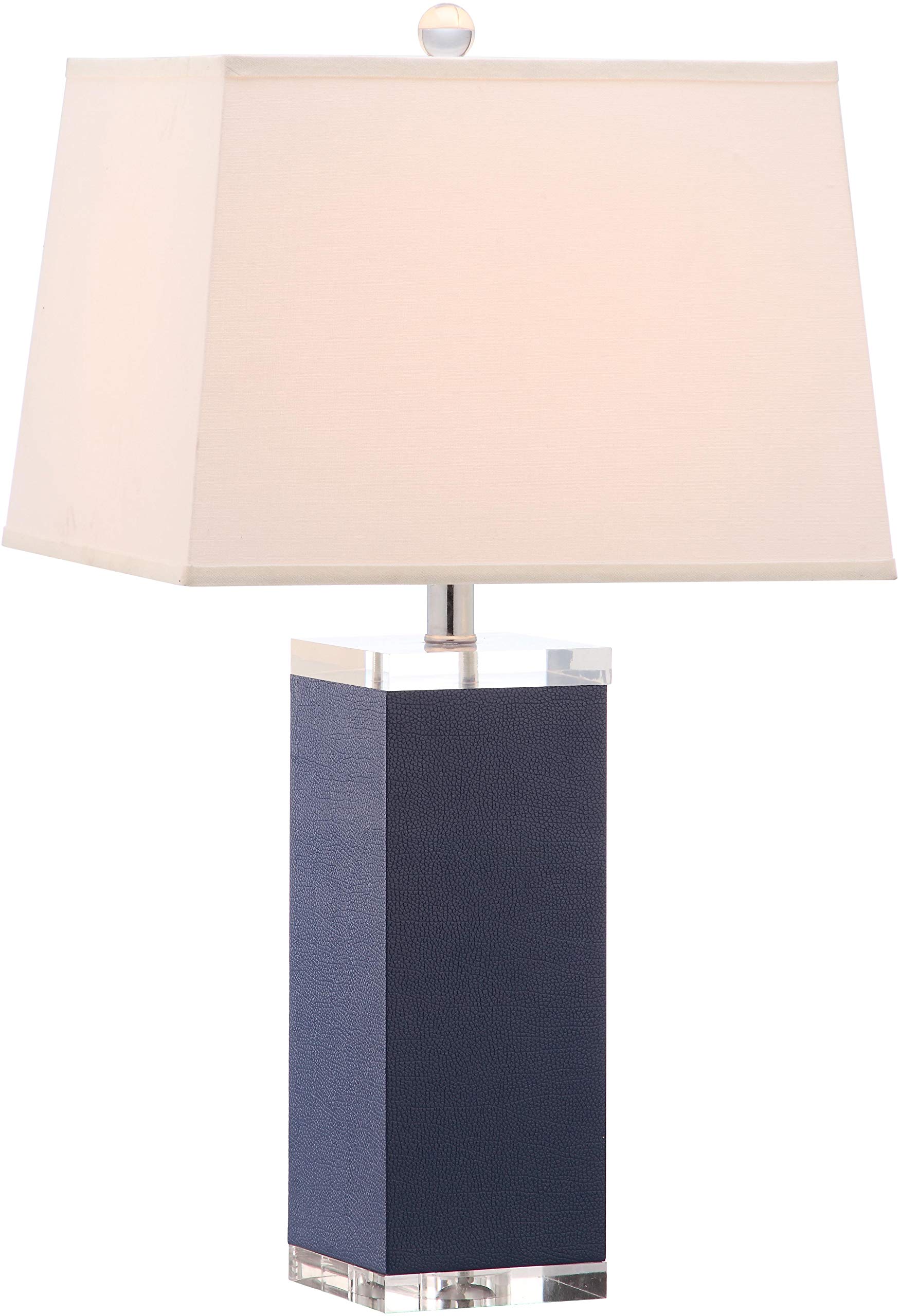 SAFAVIEH Modern Deco Navy Faux Leather 26-inch Table Lamp with LED Bulbs - Perfect for Bedroom, Living Room, Home Office & Nightstand Lighting
