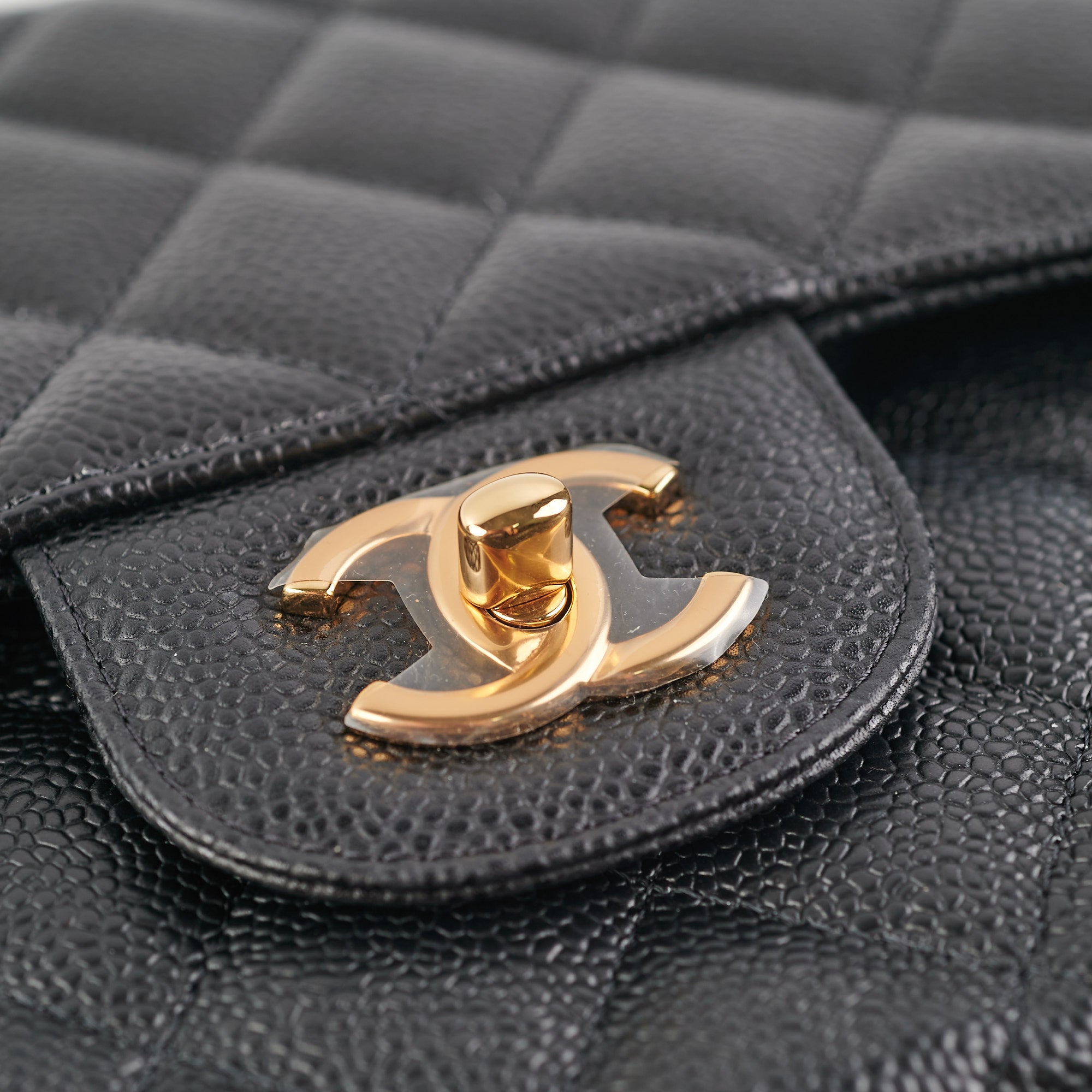 Authentic Chanel Quilted Jumbo Flap Bag in Black Caviar Leather with Gold Hardware - Perfect for Luxury Fashion & Special Occasions