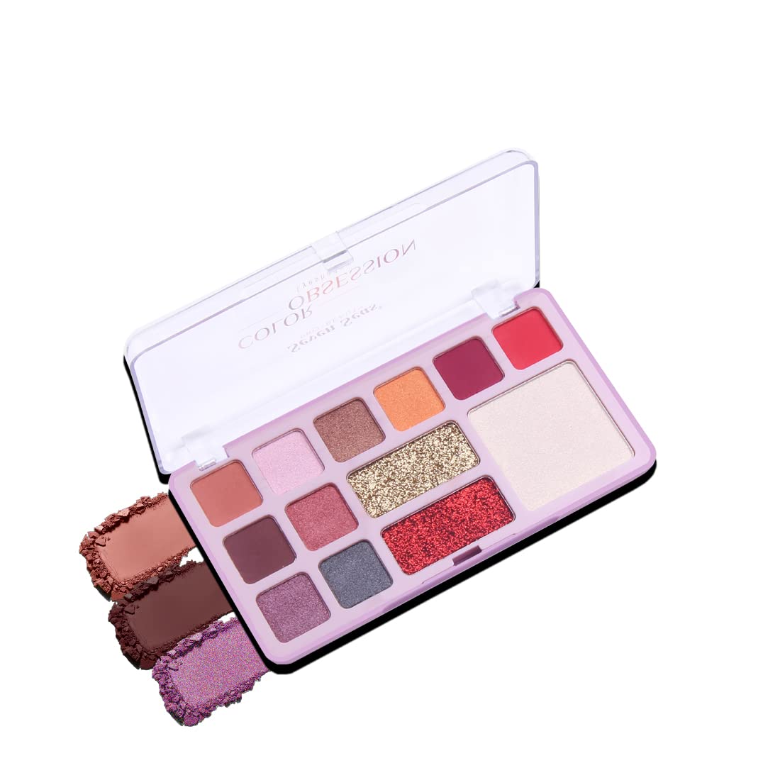 Seven Seas 13-Color Glitter Eyeshadow Palette - Natural Shimmer for Day & Night Looks