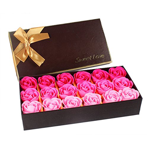 18Pcs Gradient Simulation Soap Flowers Red - Artificial Decorative Soap Roses for Wedding Centerpieces, Home Decor, Bathroom Display, and Gift Giving