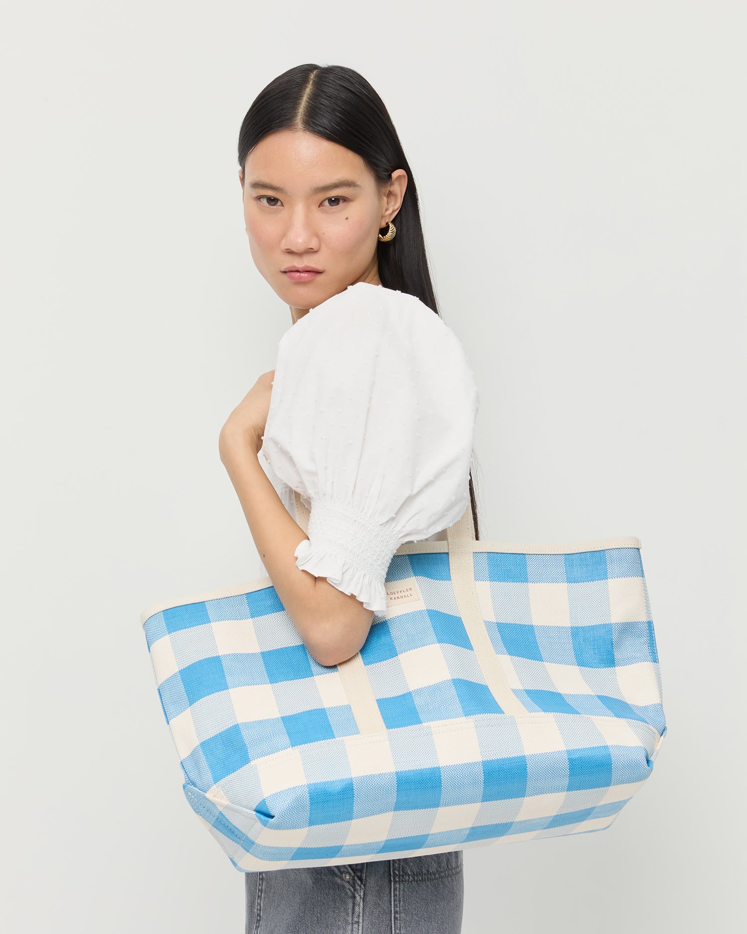 Deanie Blue Gingham Tote Bag - Stylish Cotton Canvas Shoulder Bag for Women - Perfect for Beach, Shopping & Everyday Use