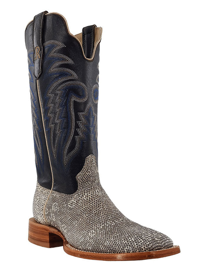 R.Watson RW7900 Men's Western Boots - Genuine Lizard Skin, Natural Grey - Perfect for Cowboy Rides, Country Music Festivals & Western Fashion