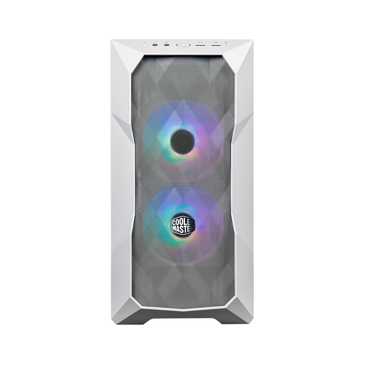Cooler Master TD300 Mesh White Mini-Tower PC Case - High Airflow Design with 2x120mm ARGB Fans, Micro-ATX/Mini-ITX Support, Tempered Glass Panel - Perfect for Gaming & Streaming Setup