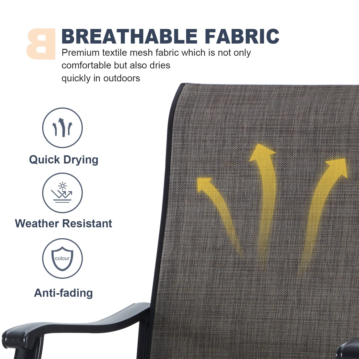 VICLLAX 4-Piece Patio Swivel Dining Chairs Set with Armrests - Textilene Fabric Outdoor Chairs, Black Metal Frame - Perfect for Backyard, Poolside & Garden Relaxation