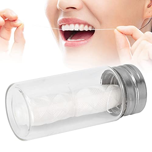 Eco-Friendly Biodegradable Dental Floss with Refillable Container - Professional Teeth Cleaning for Plaque & Stain Removal | Portable Oral Care for Travel, Home & Office Use (White)
