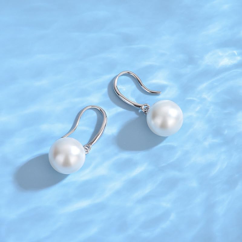 18K Gold Plated Sterling Silver Freshwater Cultured Pearl Dangle Earrings for Women - Elegant Gift for Wife, Mom, Girlfriend - Perfect for Wedding, Birthday, Anniversary, Mother's Day, Valentine's Day & Christmas - Fine Jewelry for Special Occasions & Everyday Wear