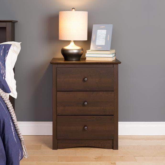 Sonoma 3 Drawer Tall Nightstand with Storage - Modern Bedside Table for Bedroom, Living Room & Guest Room - Multiple Finish Options Available