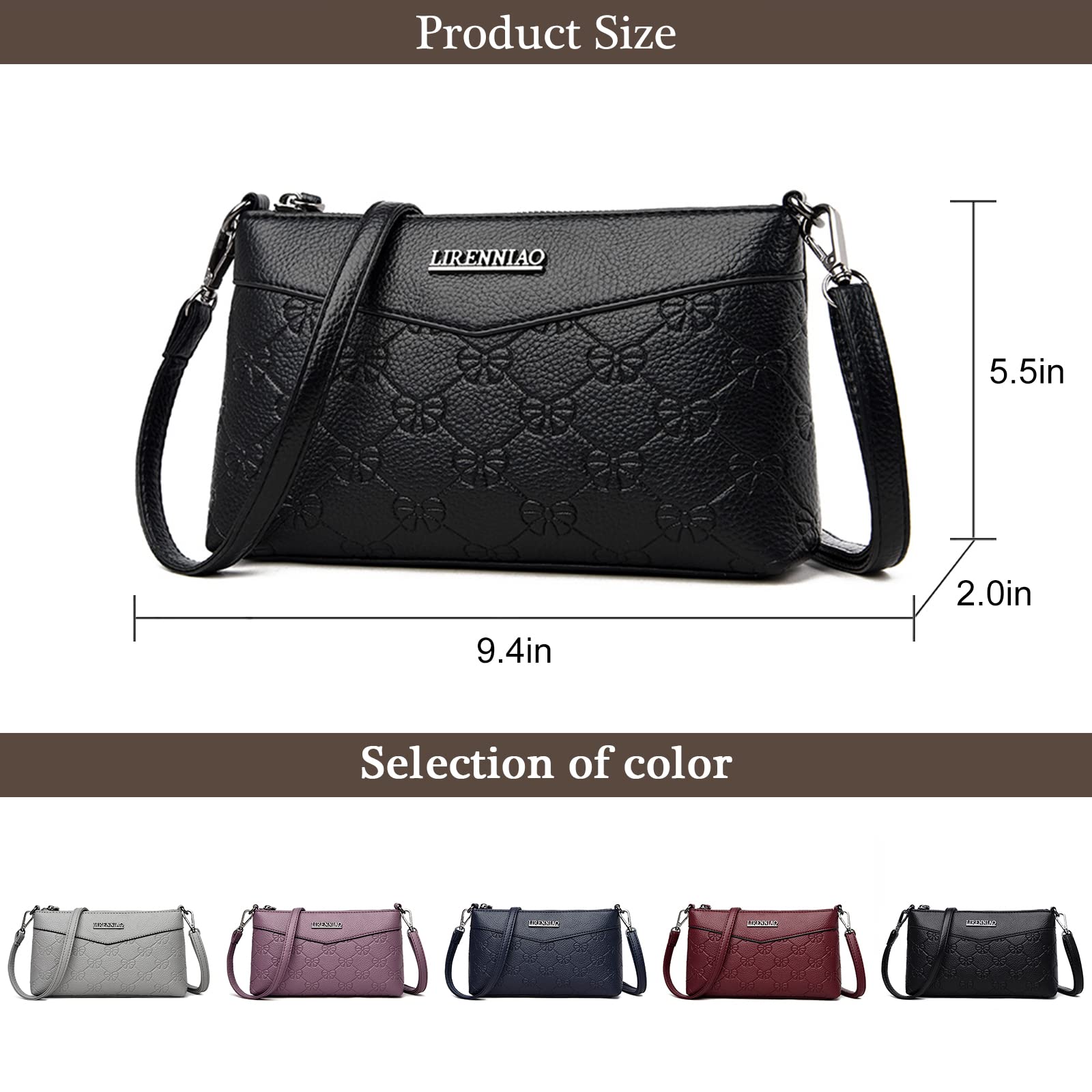 Women's Small Crossbody Purse - PU Leather Shoulder Bag with Wristlet Strap, Slim Wallet Clutch & Envelope Handbag for Everyday Use, Travel & Shopping