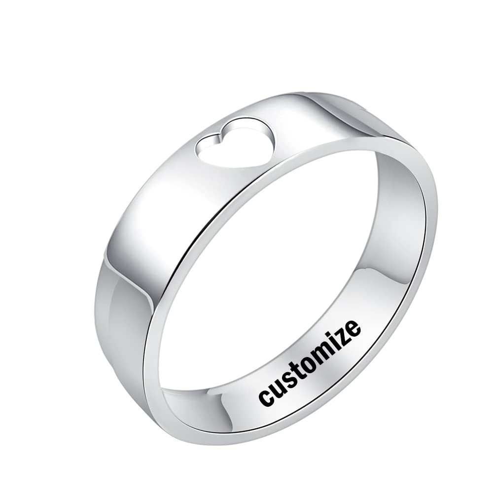 Personalized 925 Sterling Silver Couple Rings - Custom Heart Promise & Matching Wedding Bands for Him & Her | Romantic Engagement, Anniversary Gift for Couples | Perfect for Proposals, Vows & Special Occasions
