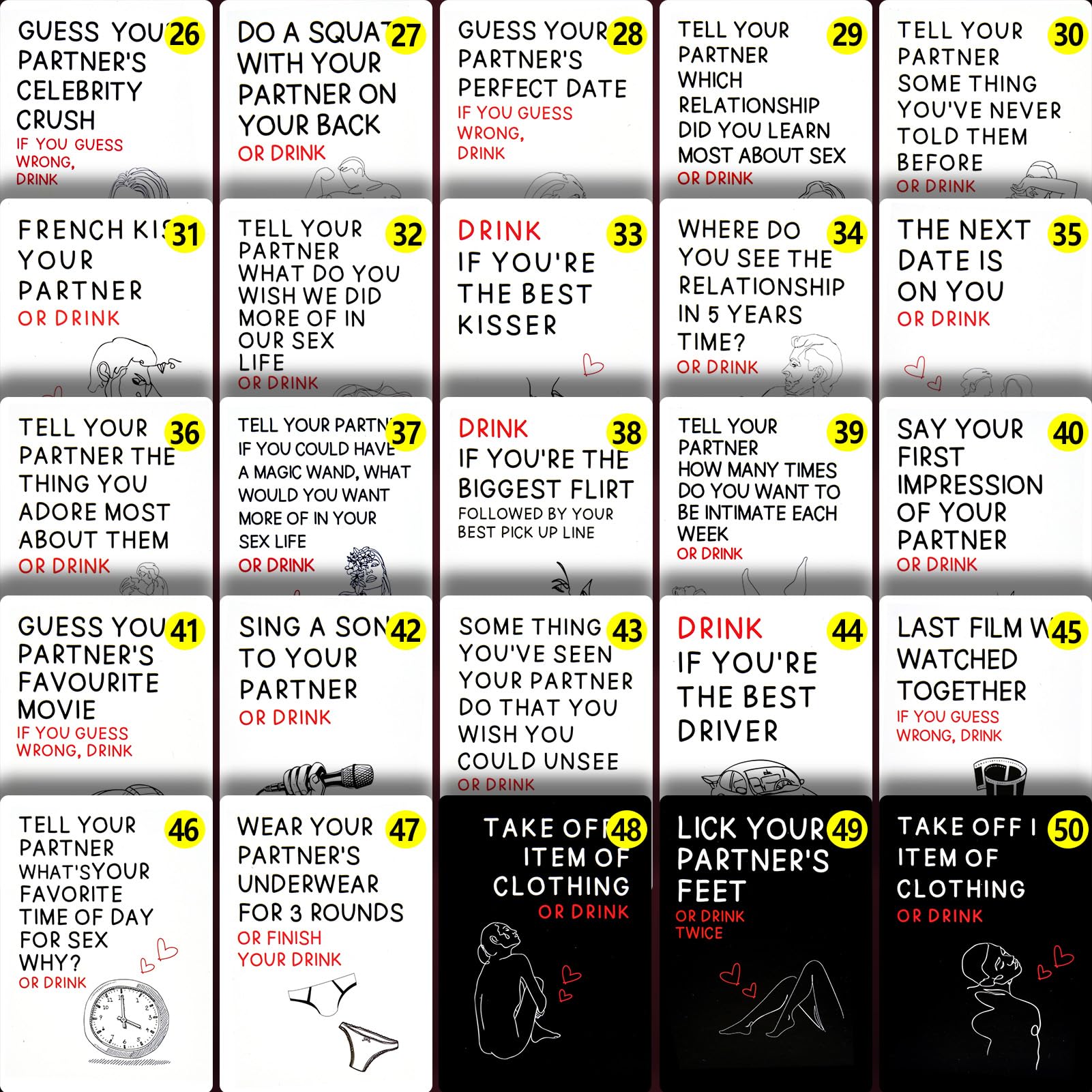 Adult Drinking Game Cards - Erotic Couples Card Deck for Adventurous Date Nights & Intimate Bedroom Fun - Sexy Party Game for Lovers