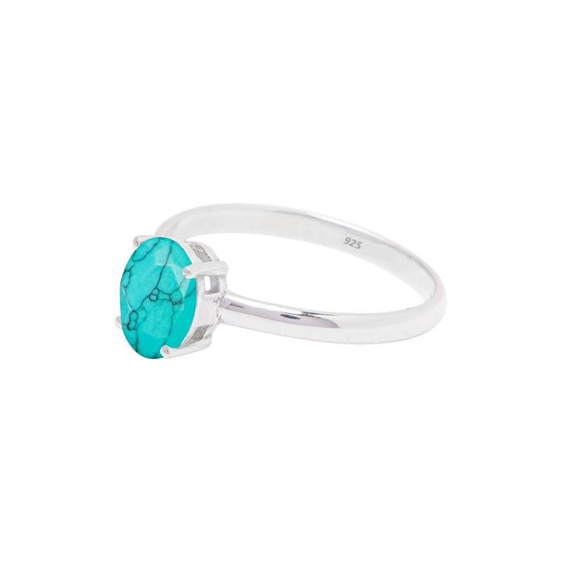 Handmade 925 Sterling Silver Turquoise Stone Ring for Women - Minimalist Gemstone Statement Ring, Size US 6 | Unique Engagement, Promise, Christmas Jewelry Gift for Her | Perfect for Weddings, Anniversaries & Special Occasions