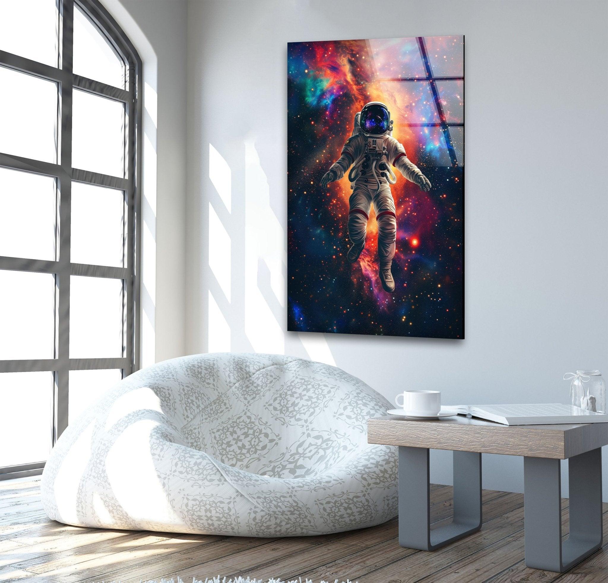 Astronaut in Space Glass Wall Art - Stunning Galaxy Decor for Living Room, Bedroom & Office - Perfect Space Themed Gift for NASA Lovers
