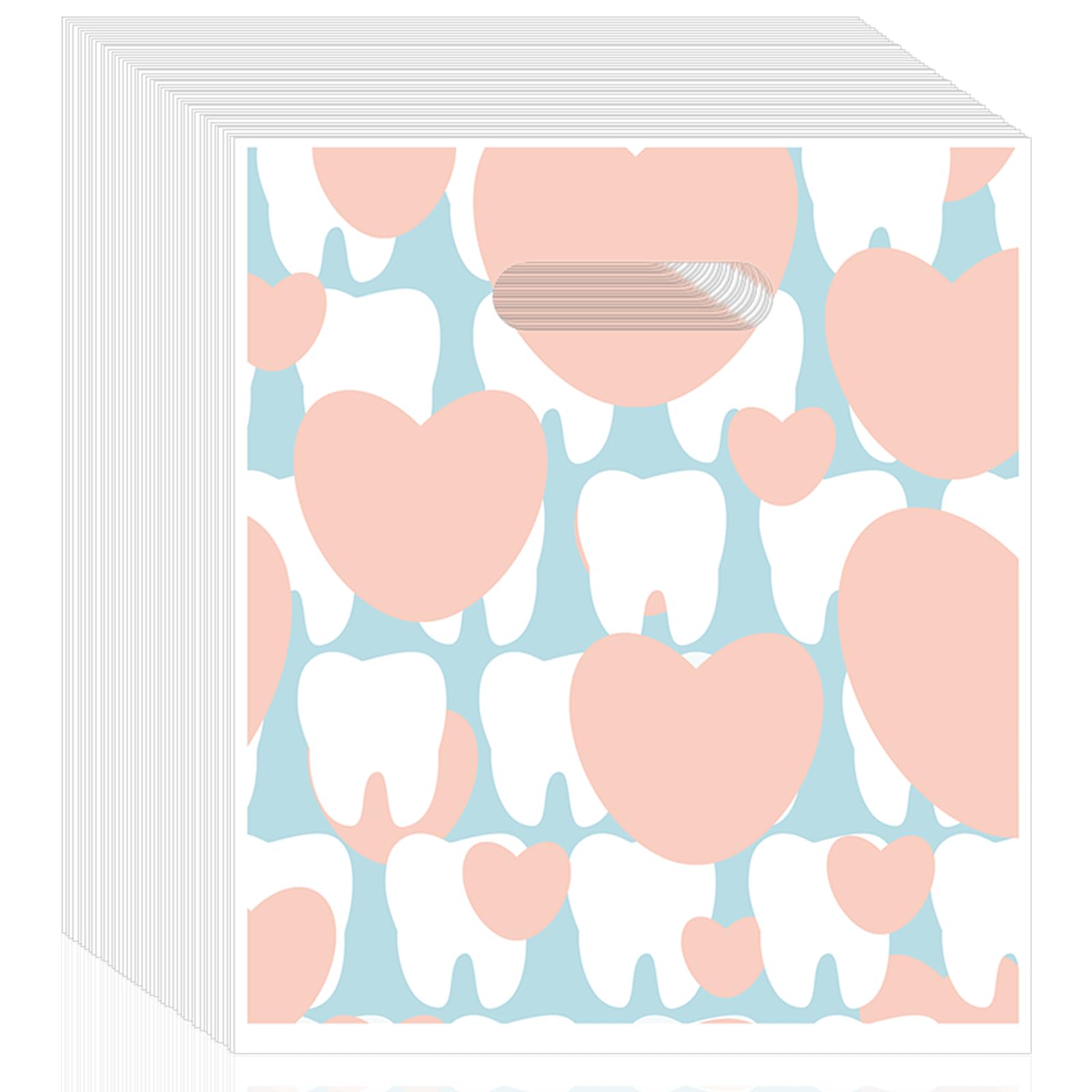100 Pcs Disposable Tooth Patient Care Bags, 9 x 8 Inches Dental Goodie Bags for Dentists, Clinics, Schools & Patient Use - Perfect for Dental Appointments, Party Favors & School Events (Style 4)