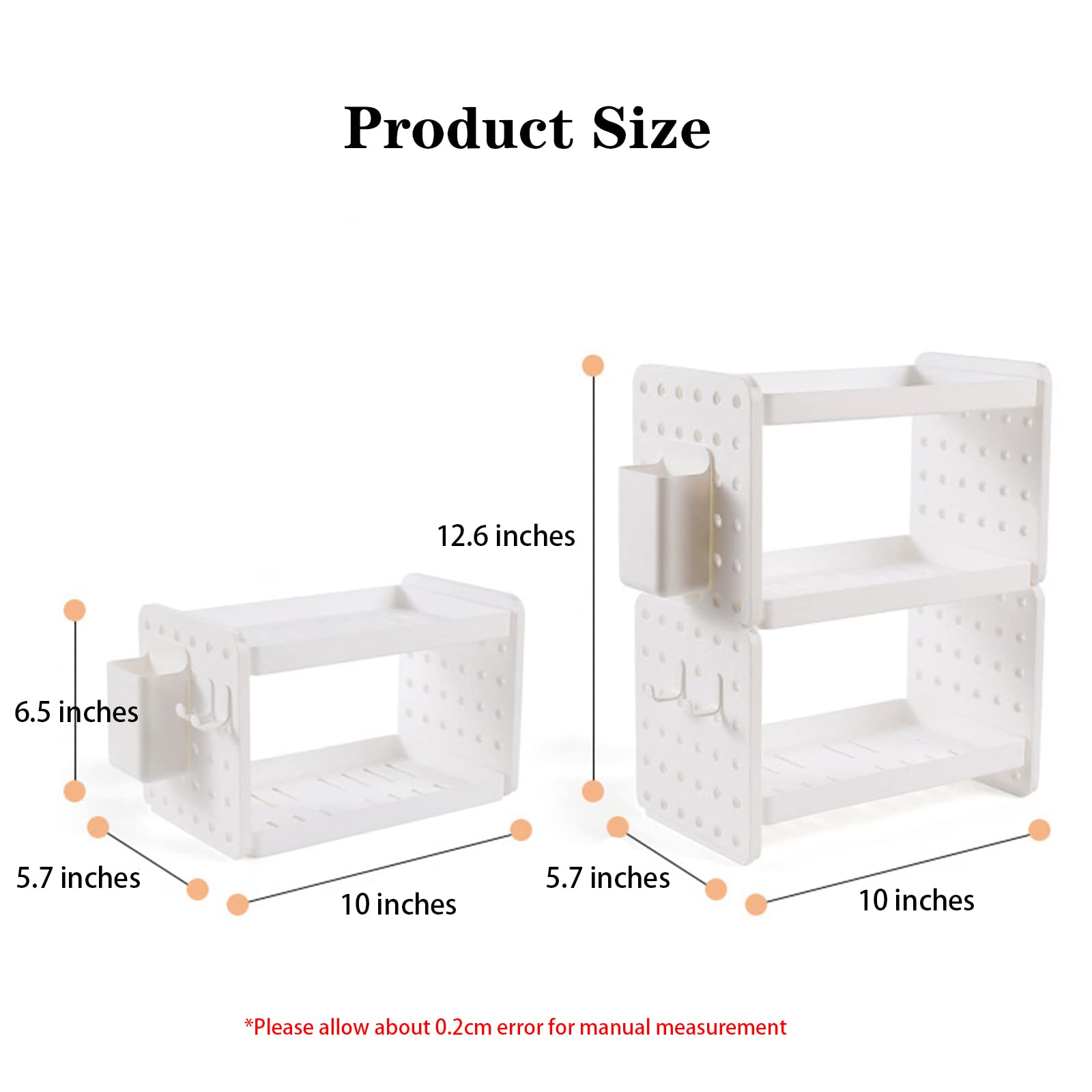 3-Tier White Plastic Desktop Organizer Shelf with Pen Holder - Office Desk Pegboard Storage for Stationery, Supplies & Accessories - Perfect for Home, Office, Dorm & Workspace Organization