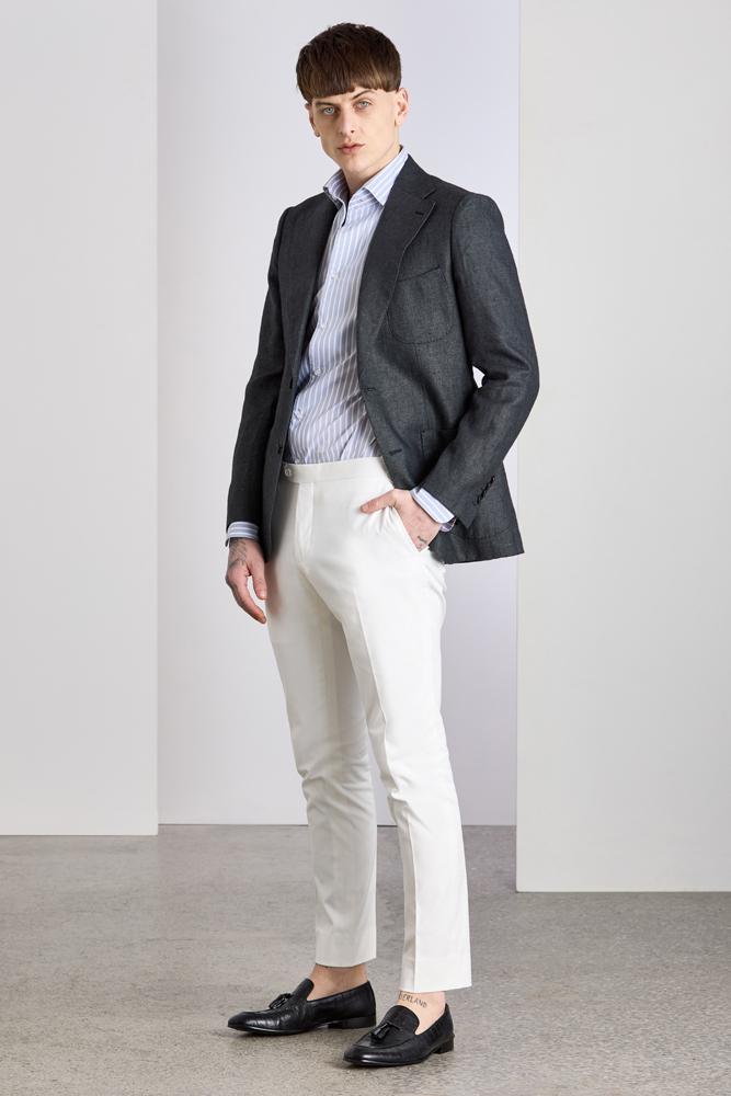Julius 11 Sports Jacket for Men - Dark Grey Linen Fabric - Lightweight & Breathable - Style 7412 | Perfect for Outdoor Activities, Gym Workouts & Casual Wear