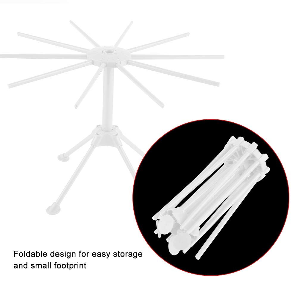 Foldable Plastic Pasta Drying Rack with 10 Bars | Space-Saving Noodle Stand for Spaghetti, Vermicelli & Hollow Pasta | Natural Air Drying Kitchen Tool for Home & Restaurant Use | Perfect for Meal Prep & Italian Cooking