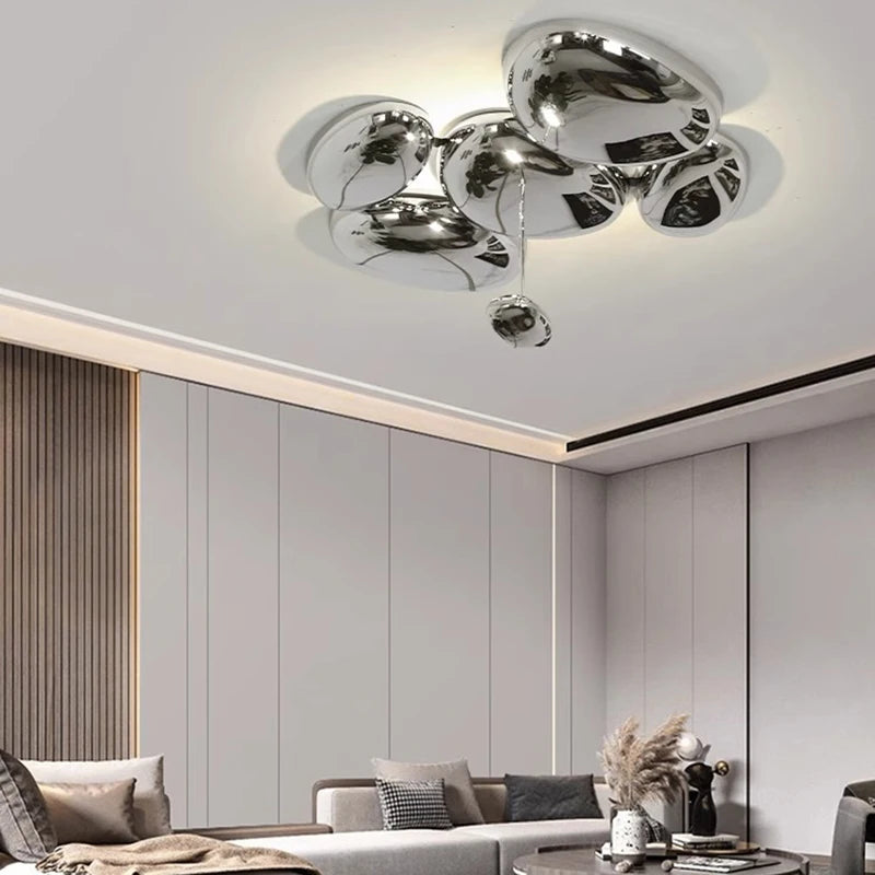 Amaris Modern Silver Flush Mount Chandelier - Elegant Ceiling Light Fixture for Dining Room, Bedroom & Hallway | Energy Efficient LED Lighting | Easy Installation Home Decor