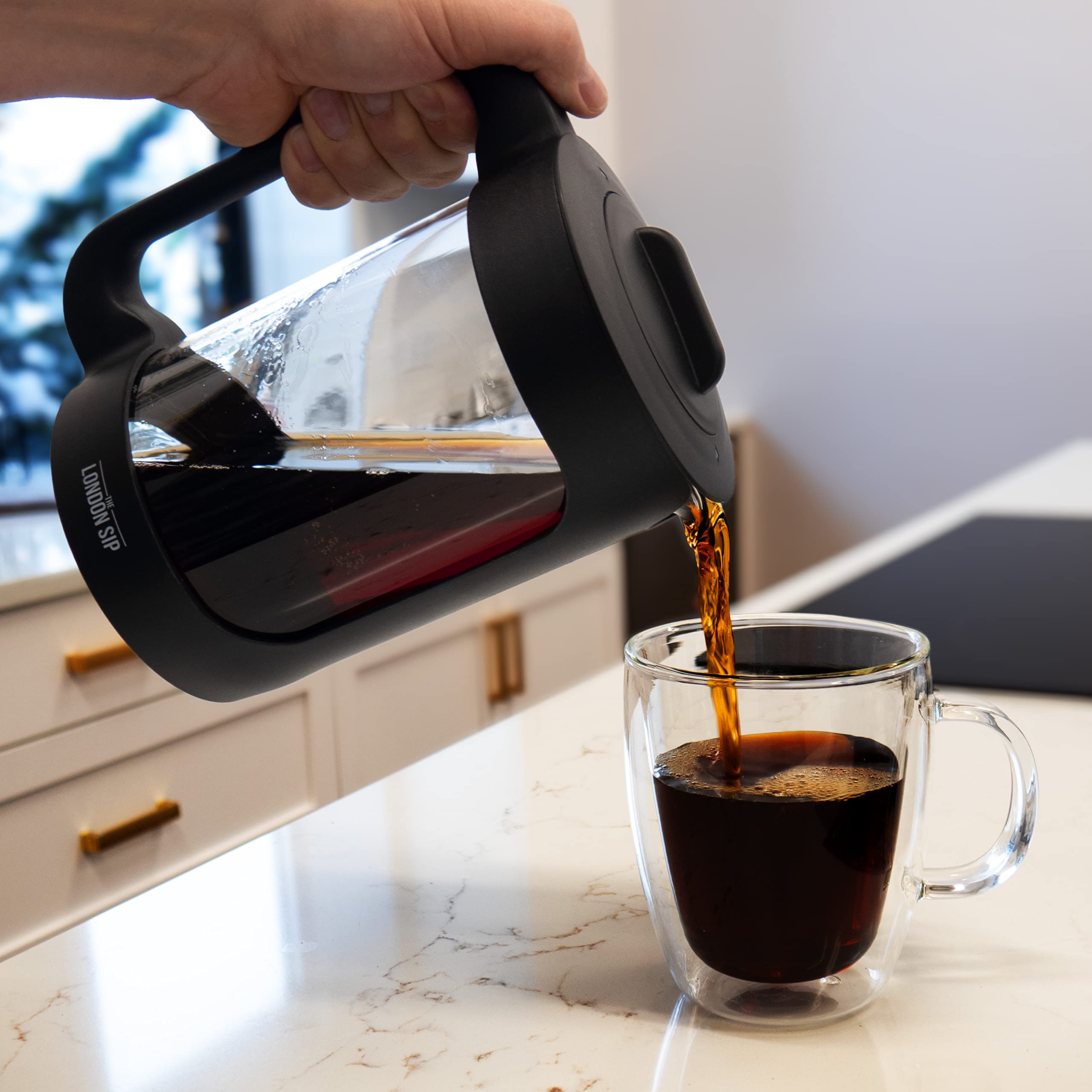 London Sip Cold Brew Coffee Maker - 1500ml Iced Coffee Pitcher & Cold Brewer for Smooth, Low-Acid Coffee - Perfect for Home, Office, or Outdoor Use