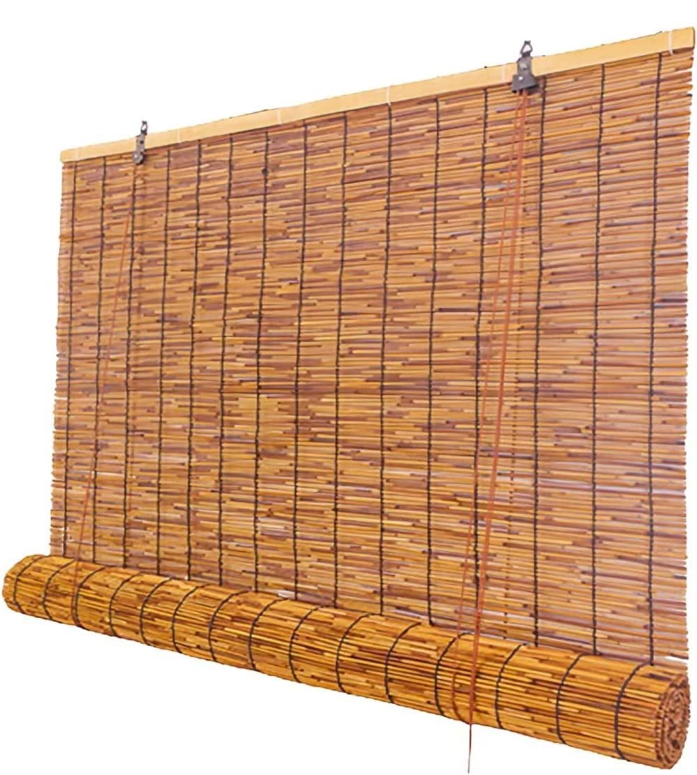 Outdoor Roller Blinds - Natural Reed Shade for Patio & Porch Privacy - Translucent Roman Roll Up Window Shades - Retro Style with Easy Lift Mechanism - 73x72 Inches (WxH) - Perfect for Backyard, Deck, Balcony, and Sunroom Privacy Protection