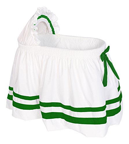 Modern Hotel Style II Bassinet Skirt - Green Fitted Crib Skirt for Nursery & Baby Bedding | Perfect for Cozy Nurseries, Baby Showers & Hotel-Style Decor