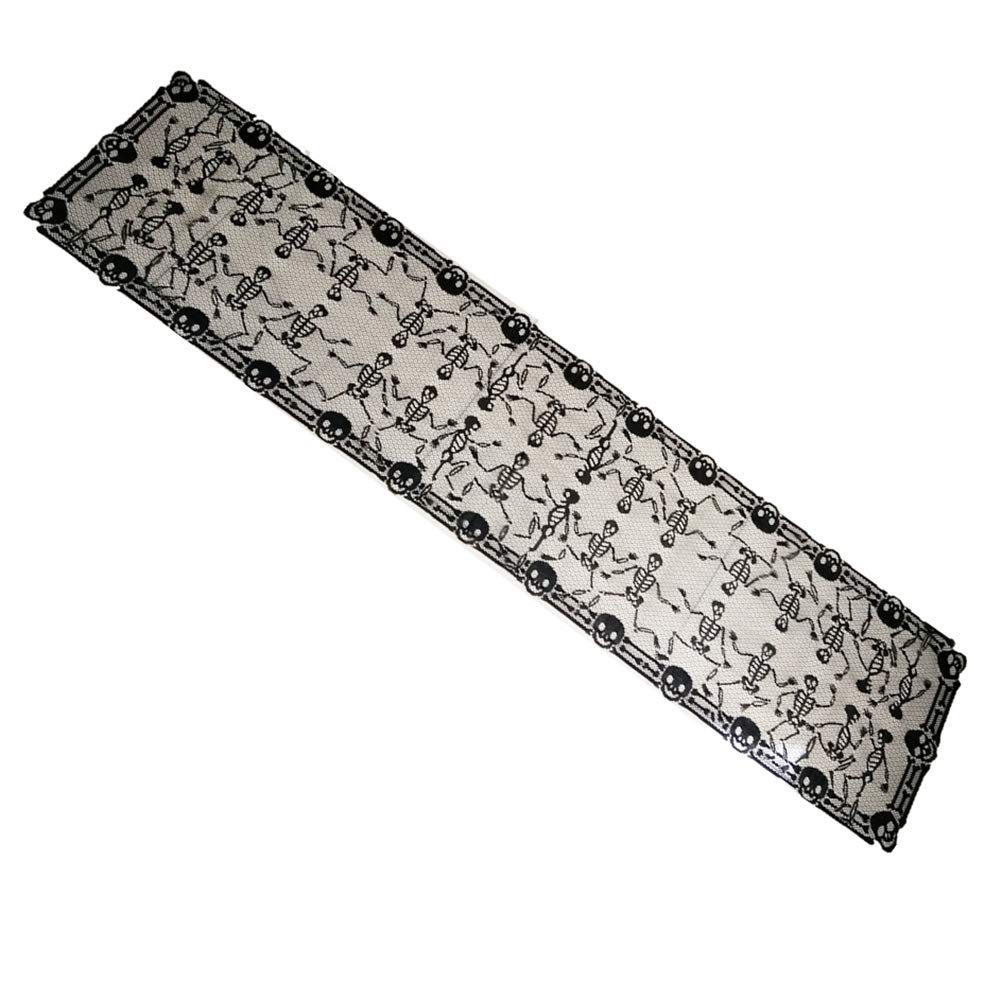 iFundom Halloween Tablecloth 46x200cm - Black Dancing Skull Rectangular Table Runner for Halloween Party Decorations | Spooky Table Cover for Horror Themed Parties & Dinner Decor