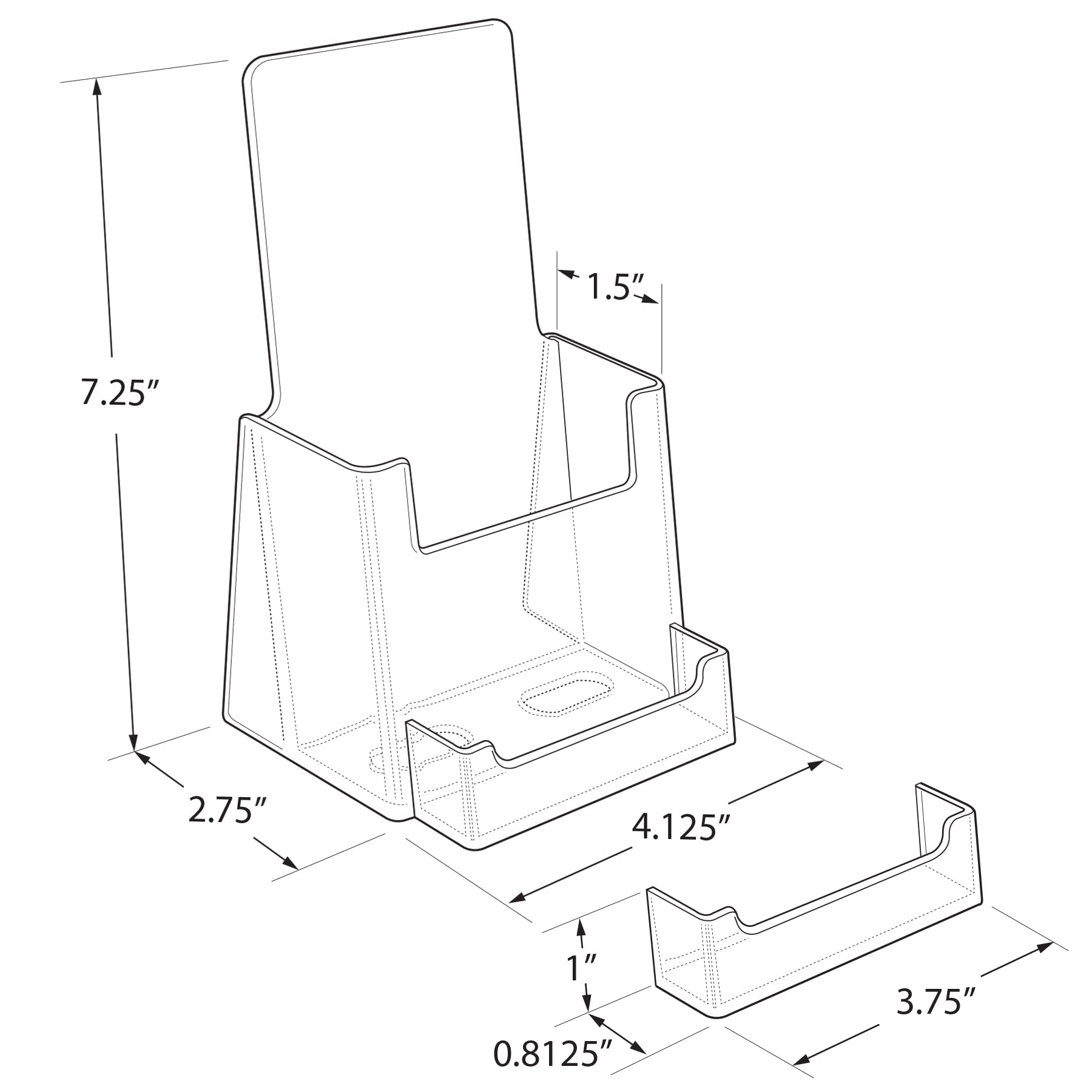 Azar Displays 252922-100PK Clear Counter Trifold Brochure Holder with Horizontal Business Card Slot & Gift Card Pocket - 100 Pack | Perfect for Retail Stores, Hotels, Restaurants & Trade Show Displays