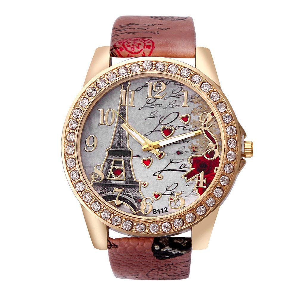 CdyBox 6 Pack PU Leather Strap Watches for Women - Rhinestone Bling Ladies Wristwatch Set, Fashion Gift for Mother's Day, Birthday, Anniversary | Perfect for Daily Wear, Office, Party & Special Occasions
