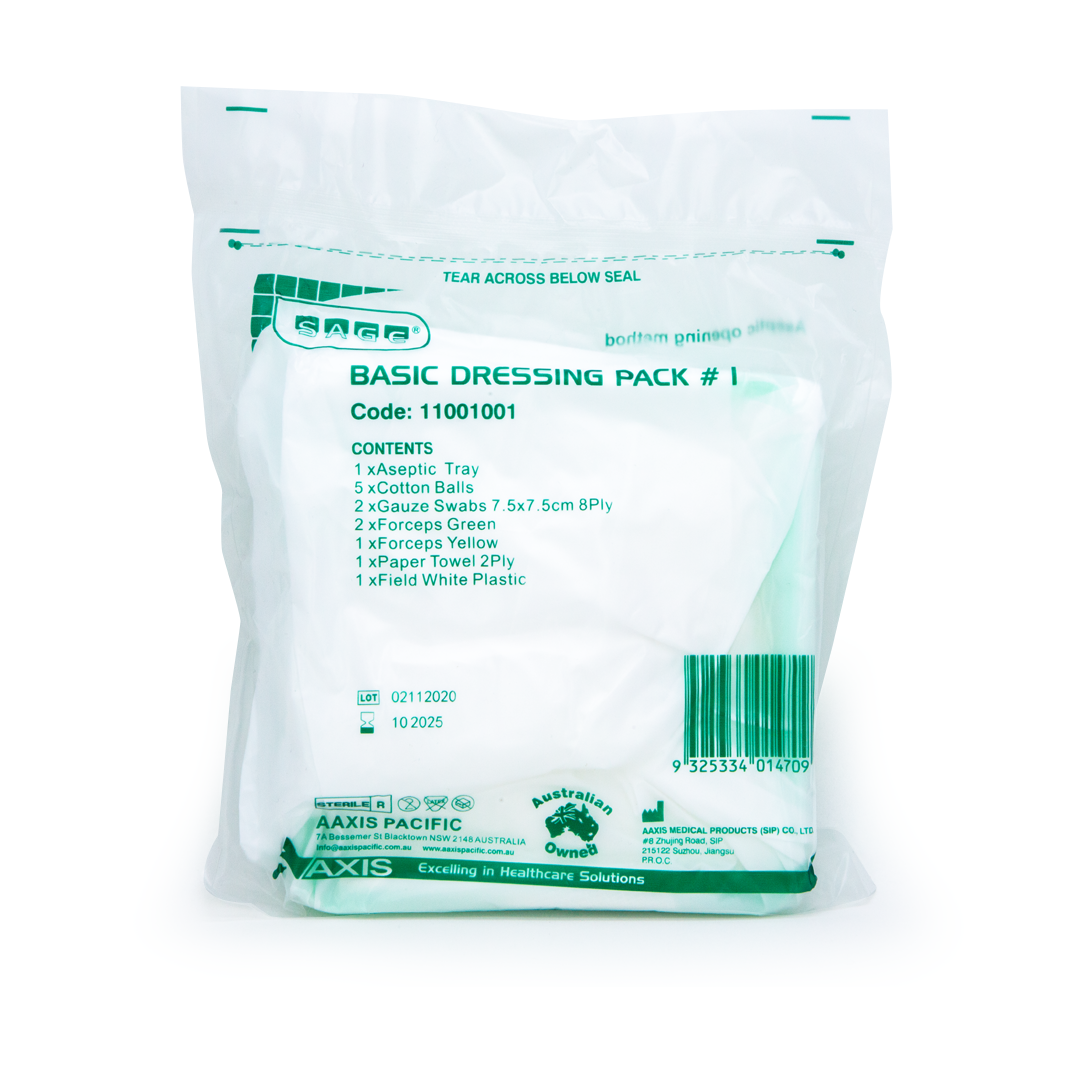Basic Dressing Pack - Essential First Aid Kit for Home, Office & Travel - Wound Care Supplies for Cuts, Scrapes & Burns
