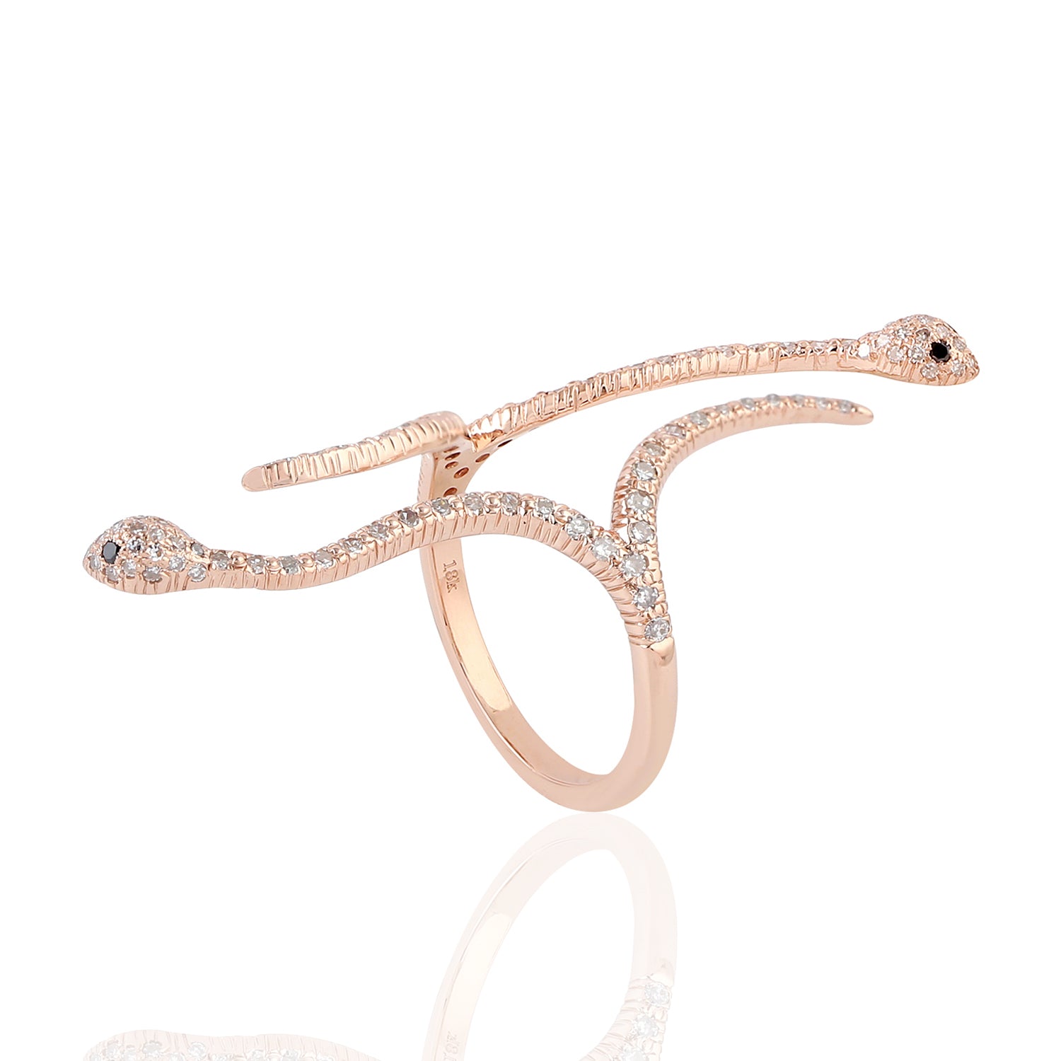 18K Rose Gold Pave Diamond Snake Ring for Women - Elegant Handmade Jewelry Gift for Anniversary, Valentine's Day & Special Occasions