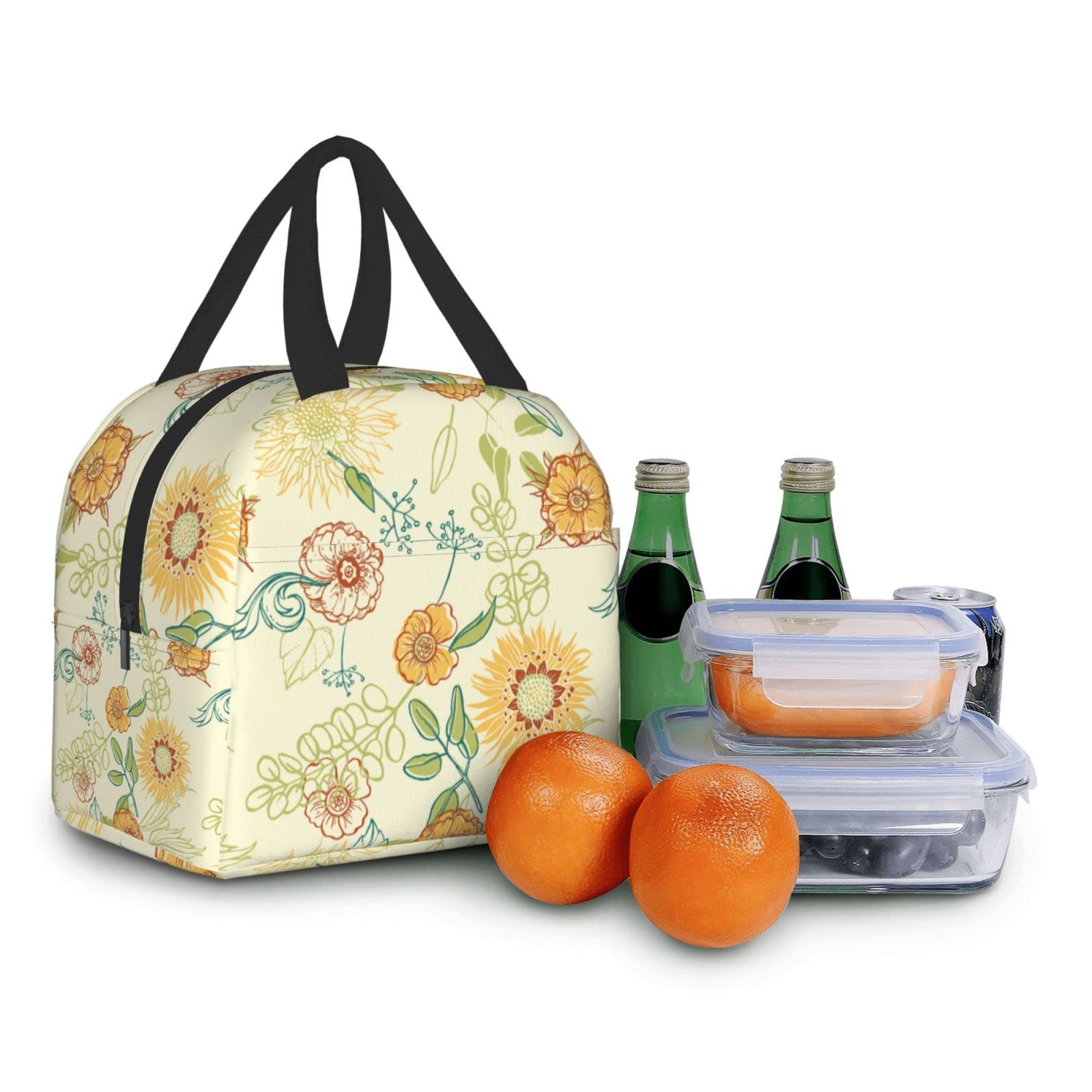 Insulated Sunflower Lunch Bag - Reusable & Leak-Proof Yellow Lunch Box for Men & Women - Perfect for Work, School, Travel & Picnics | Portable Meal Container & Food Tote