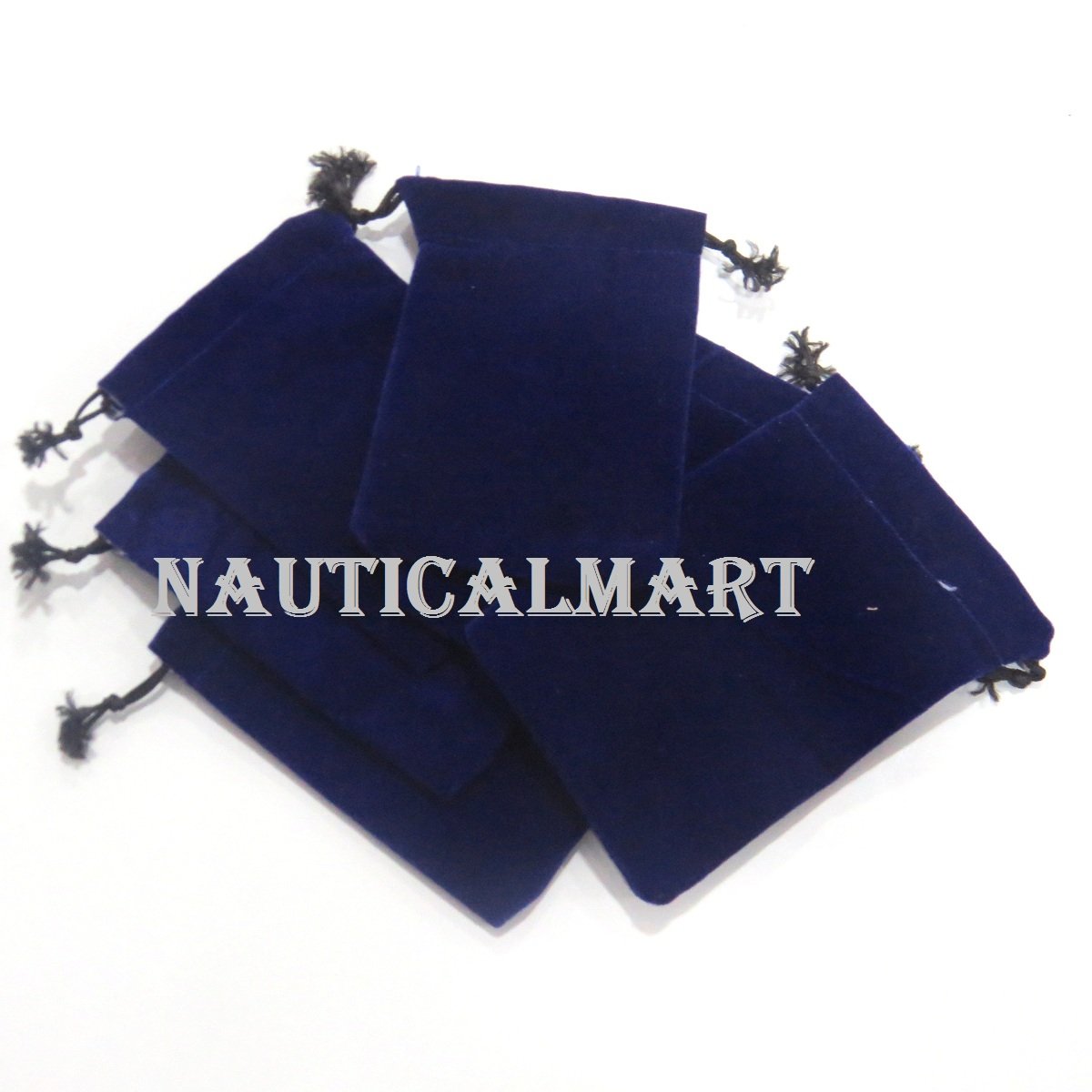 NauticalMart 6-Pack Velvet Drawstring Pouch Bags - Blue Wedding Favor Gift Bags for Bridal Shower, Baby Shower & Party Favors