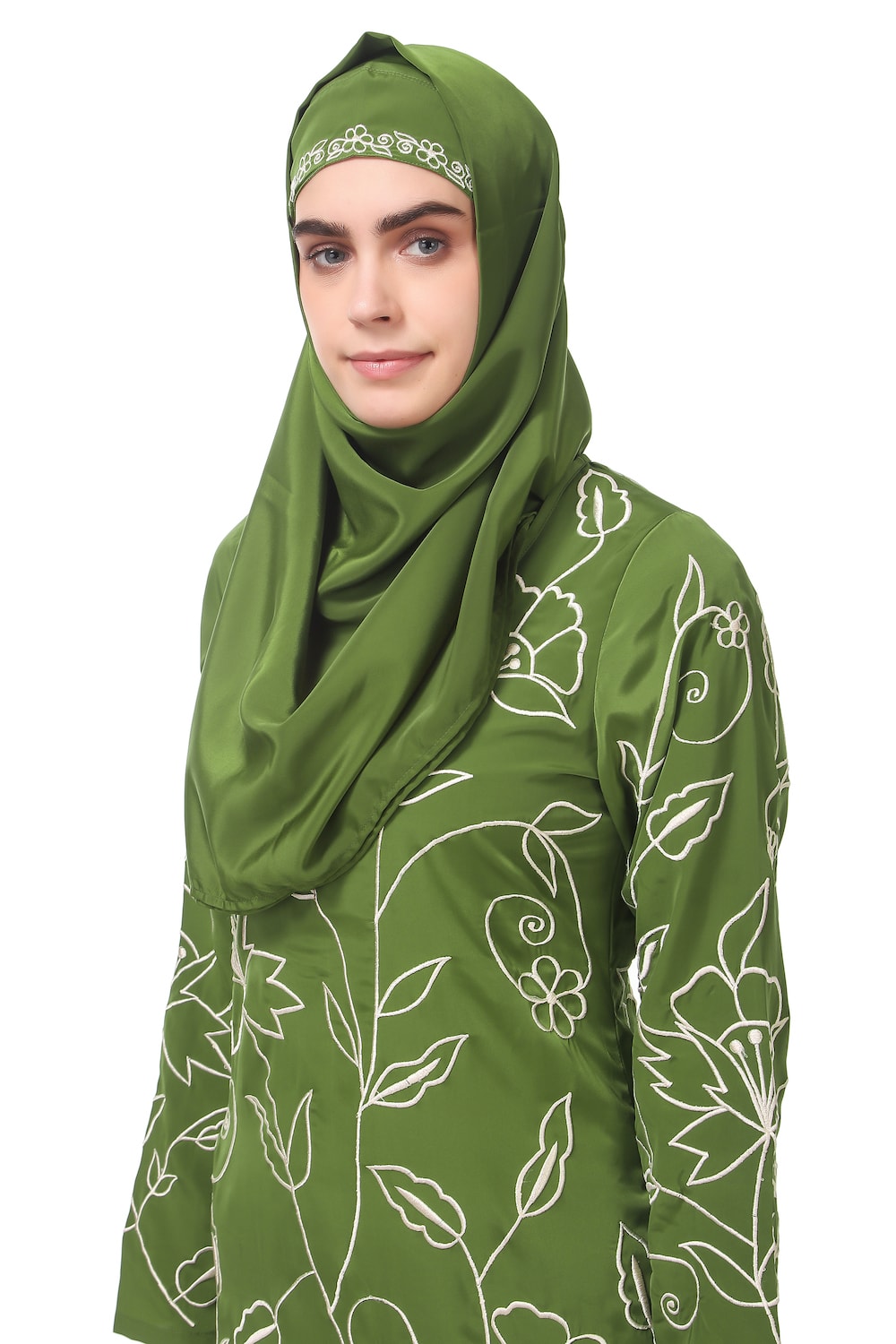 Elegant All Over Floral Embroidered A-Line Abaya Dress for Women - Perfect for Eid, Ramadan & Special Occasions