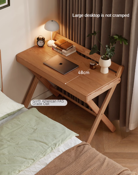 Solid Oak Wood Modern Folding Table - Space-Saving Dining & Work Desk for Small Apartments, Outdoor Picnics & Home Office