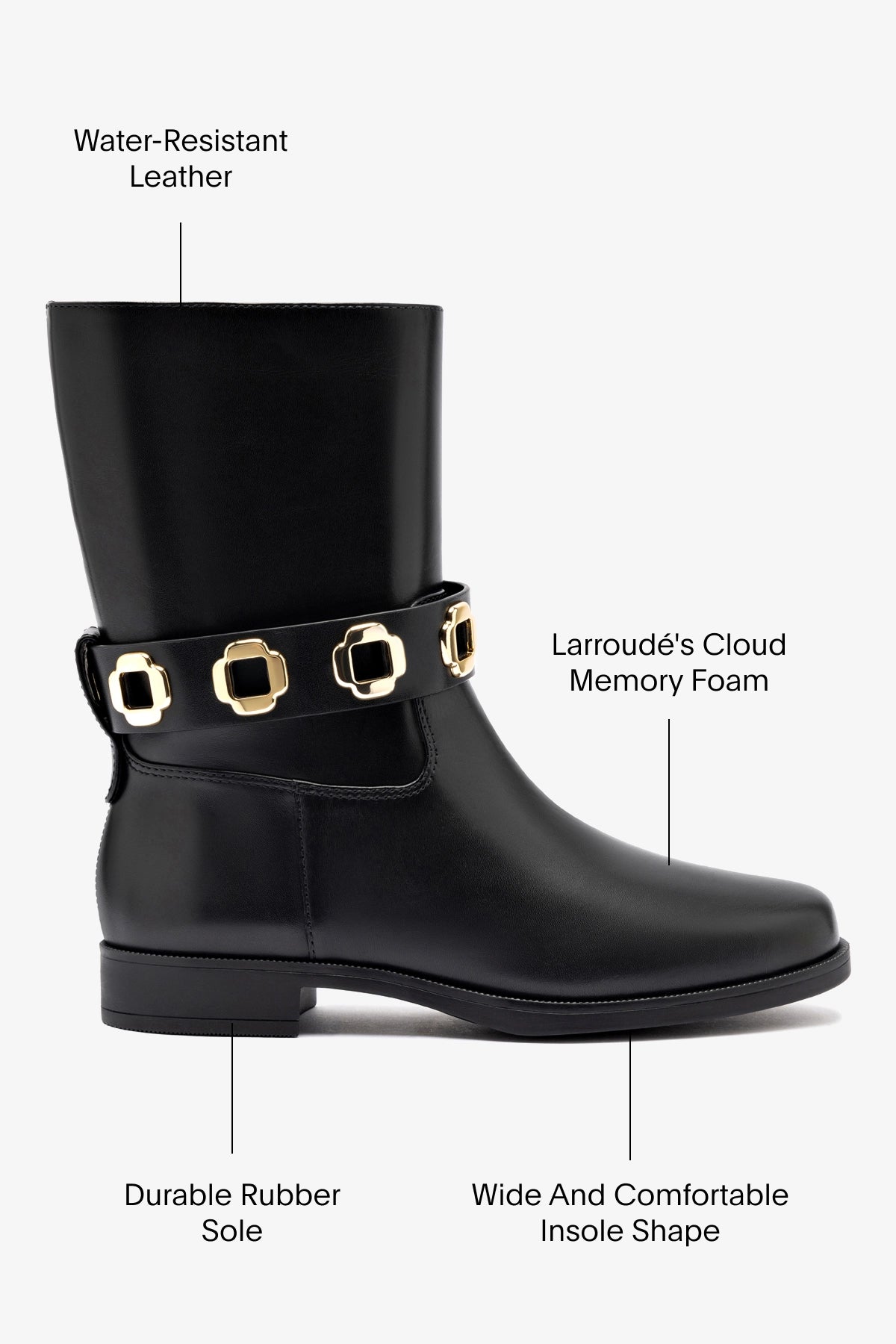 Waterproof Black Leather Milan Flat Bootie - Comfortable & Stylish Women's Ankle Boots for Casual Wear, Work & Outdoor Activities