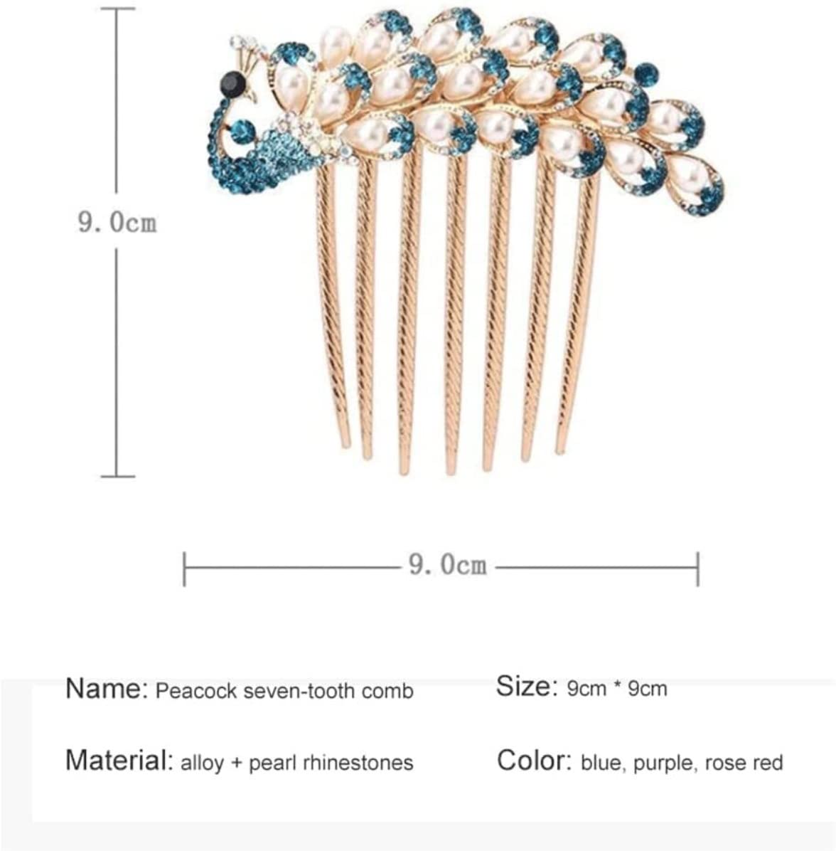 Elegant Chinese Style Rhinestone Bridal Hair Side Comb for Women - Wedding Hair Accessories for Bride & Girls (Blue, Size C) | Perfect for Weddings, Proms & Special Occasions