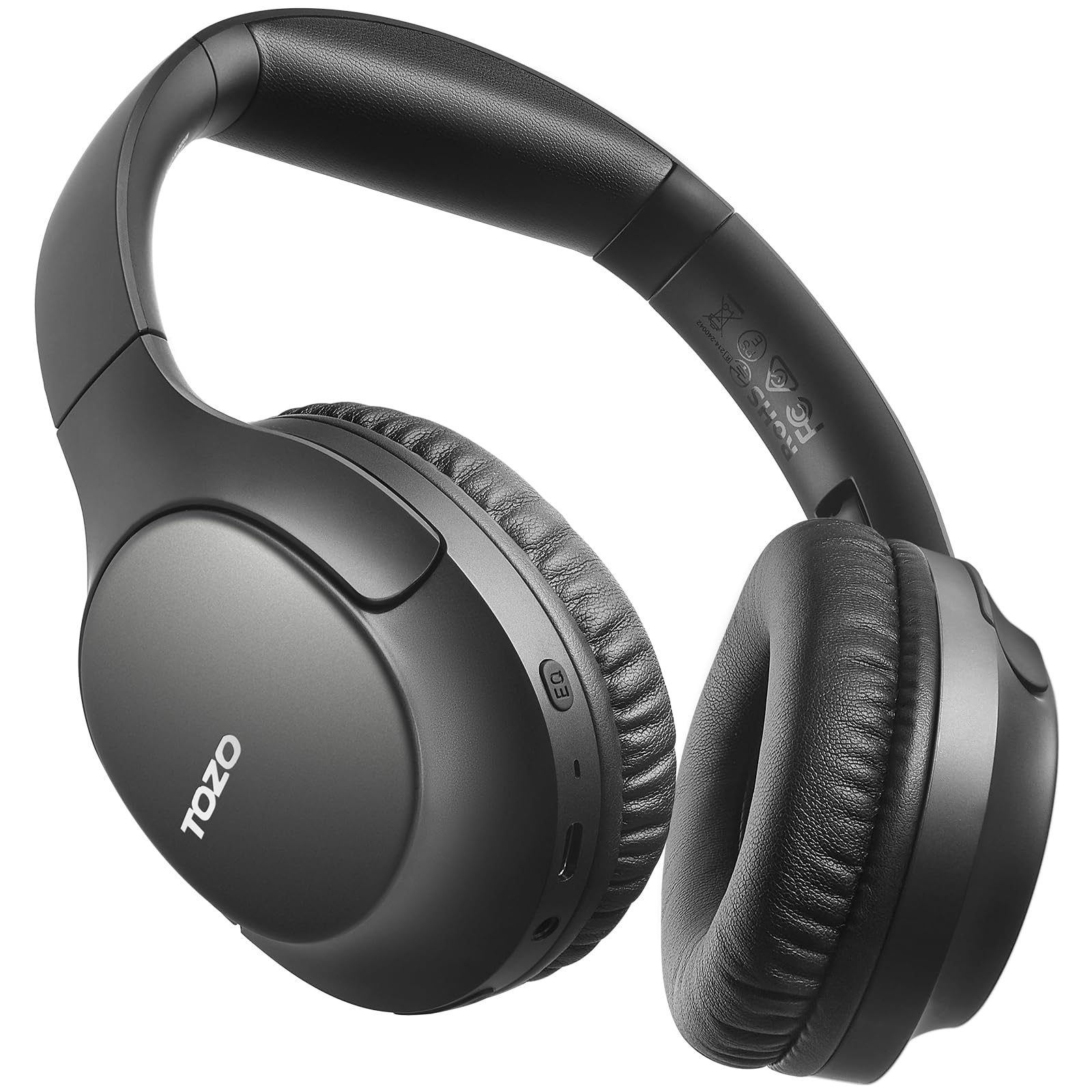 TOZO Bluetooth 5.4 Over Ear Headphones with ENC Noise Cancelling Mic, 70H Playtime Wireless Headset - Foldable Design, Deep Bass Stereo Sound, Customizable EQ via App - Perfect for Travel, Home Office & Commuting