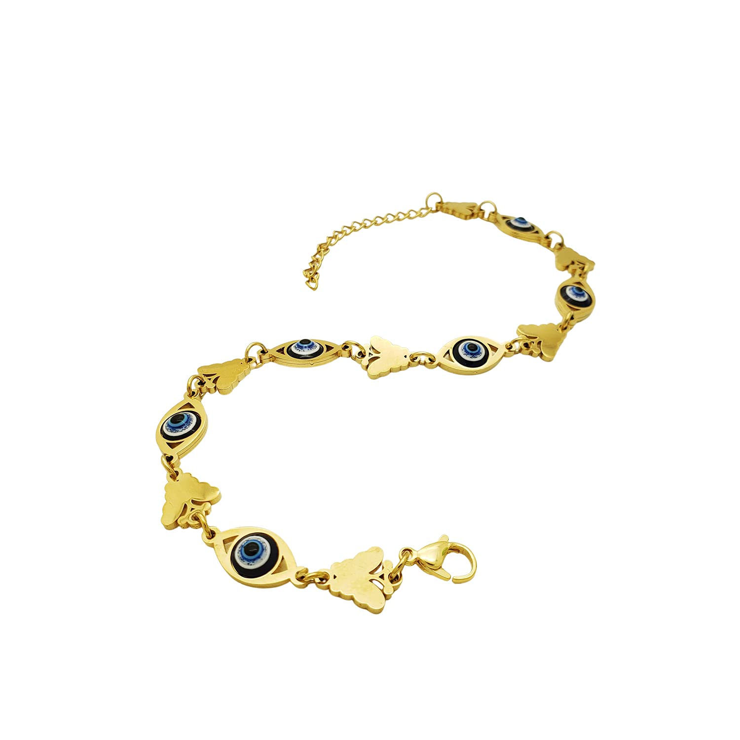Evil Eye Ankle Bracelet for Women & Girls - Stainless Steel Protection Charm Anklet with Blue Eye Bead - Perfect for Everyday Wear, Beach, Yoga & Boho Style
