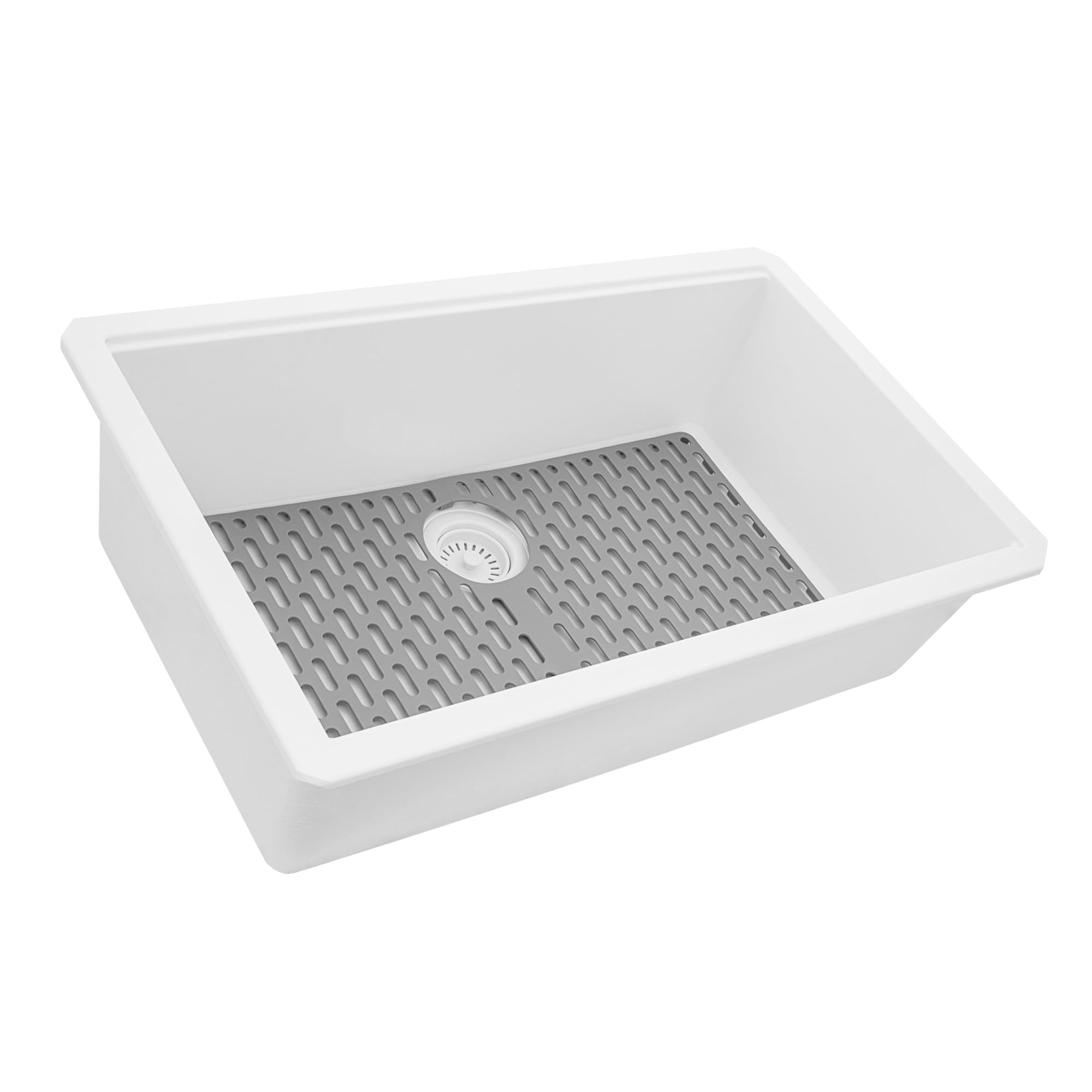 Ruvati 32 x 19 Inch White Granite Composite Undermount Single Bowl Kitchen Sink - Durable RVG2080WH for Modern Homes & RV Use - Perfect for Meal Prep, Dishwashing & Small Space Kitchens