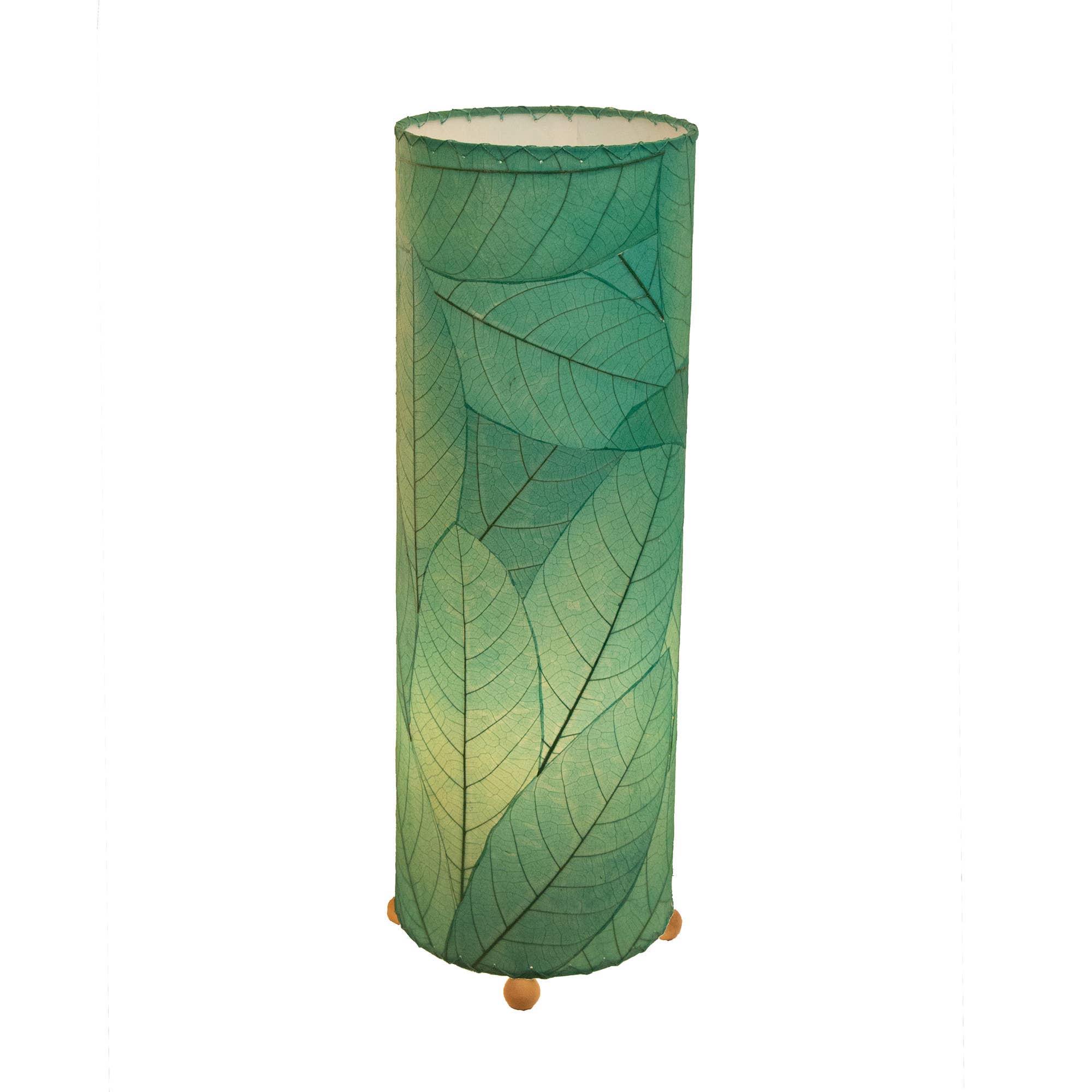 24 Inch Cocoa Leaf Cylinder Table Lamp in Sea Blue - Modern Home & Office Decor Lighting for Living Room, Bedroom, or Study